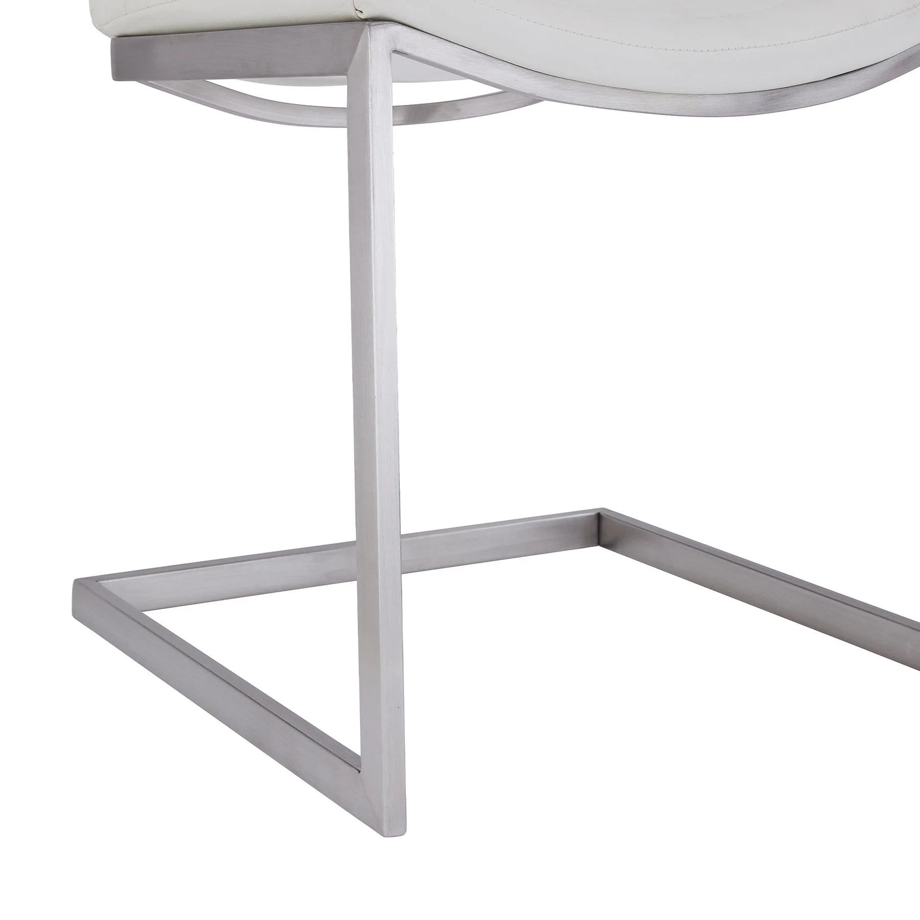 April Contemporary Dining Chair in Brushed Stainless Steel Finish and White Faux Leather - Set of 2 - Image 4
