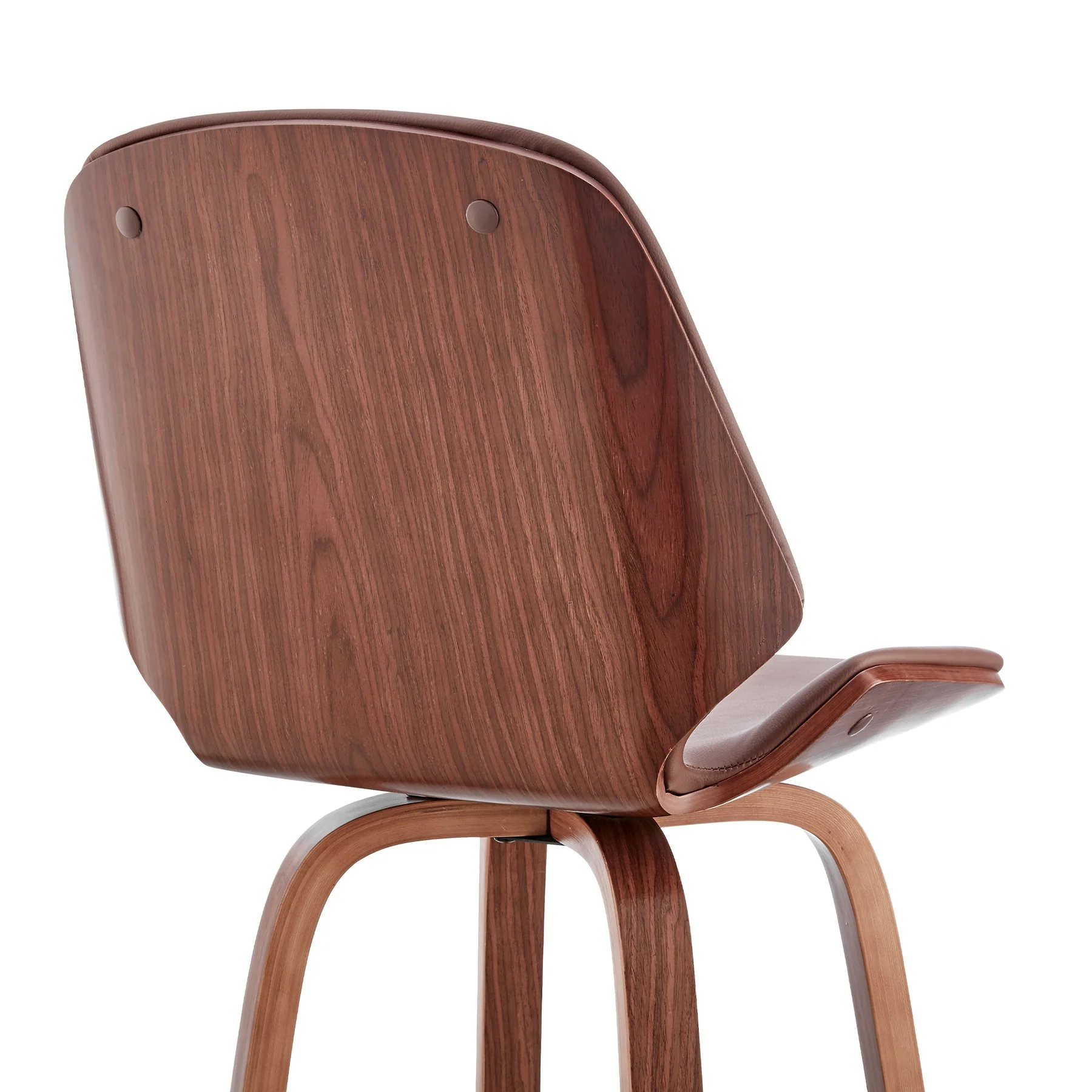 Arabela 26" Brown Faux Leather and Walnut Wood Swivel Bar Stool - Image 7