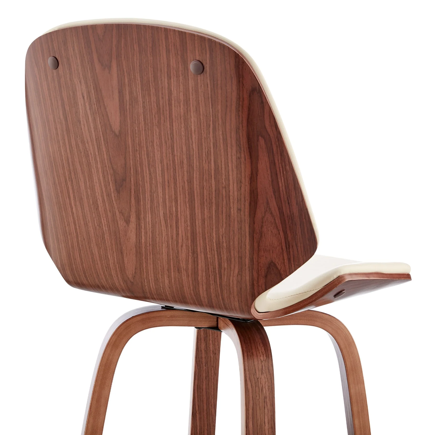 Arabela 26" Cream Faux Leather and Walnut Wood Swivel Bar Stool - Image 7