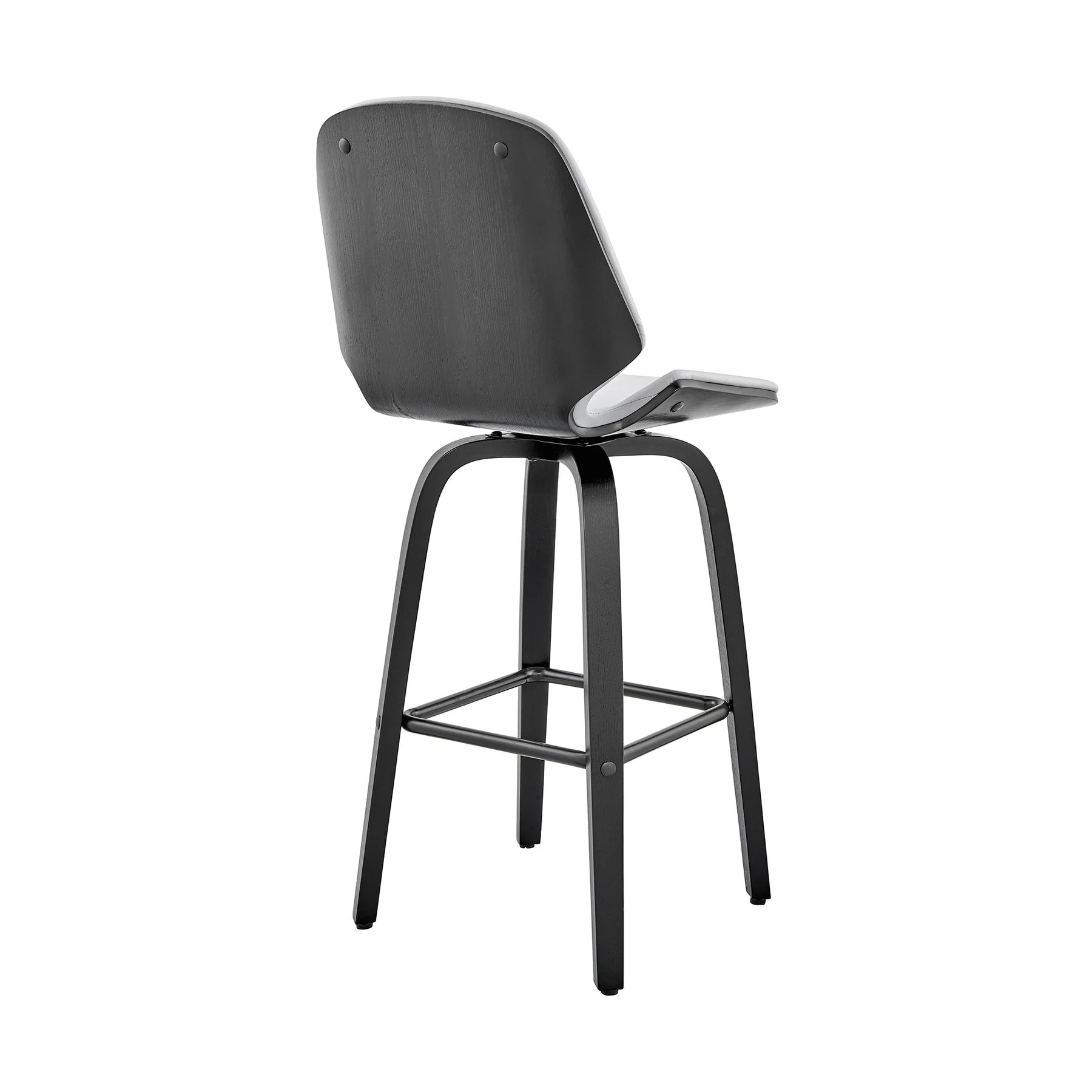 Arabela 26" Gray Faux Leather and Black Wood Swivel Bar Stool - Image 4