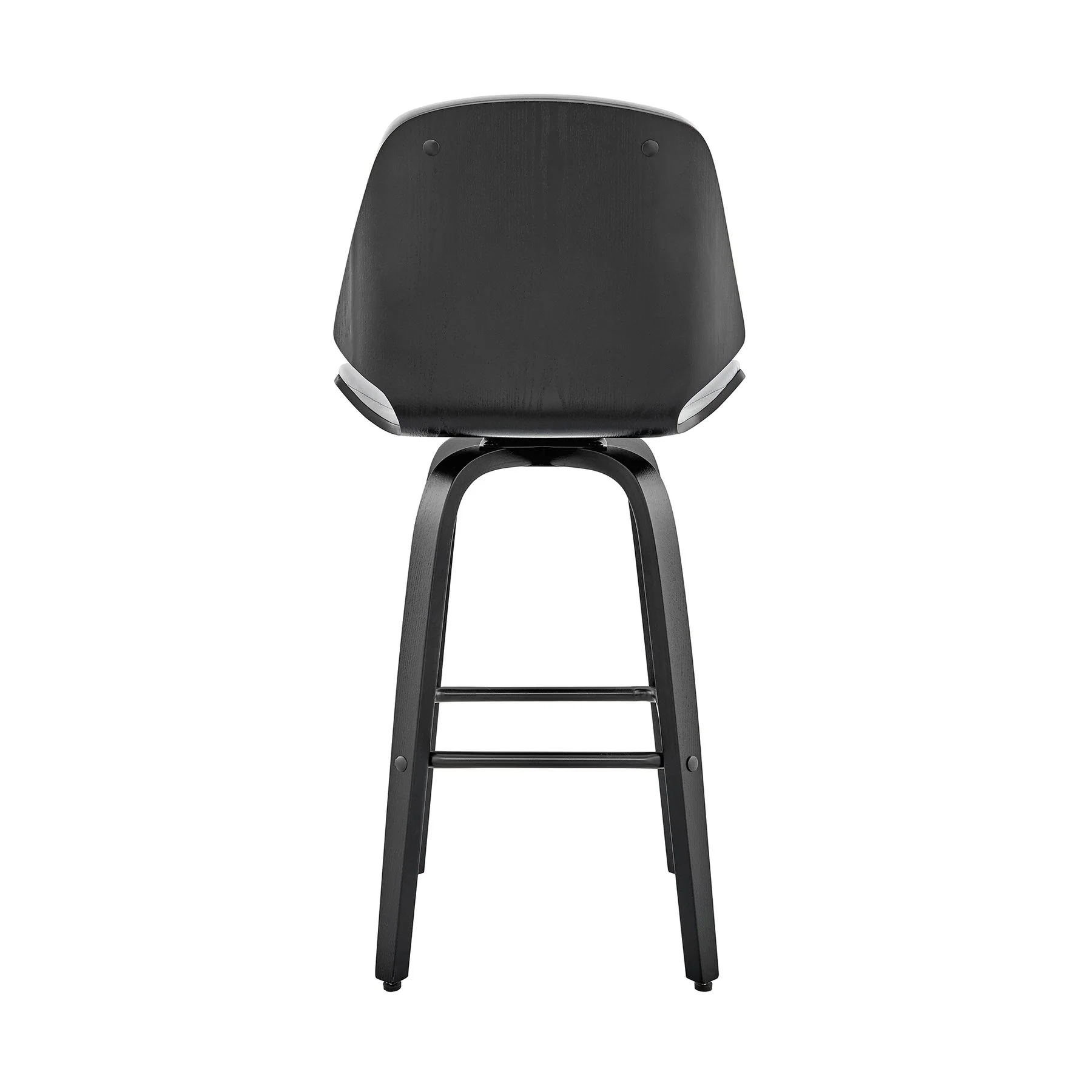 Arabela 26" Gray Faux Leather and Black Wood Swivel Bar Stool - Image 5