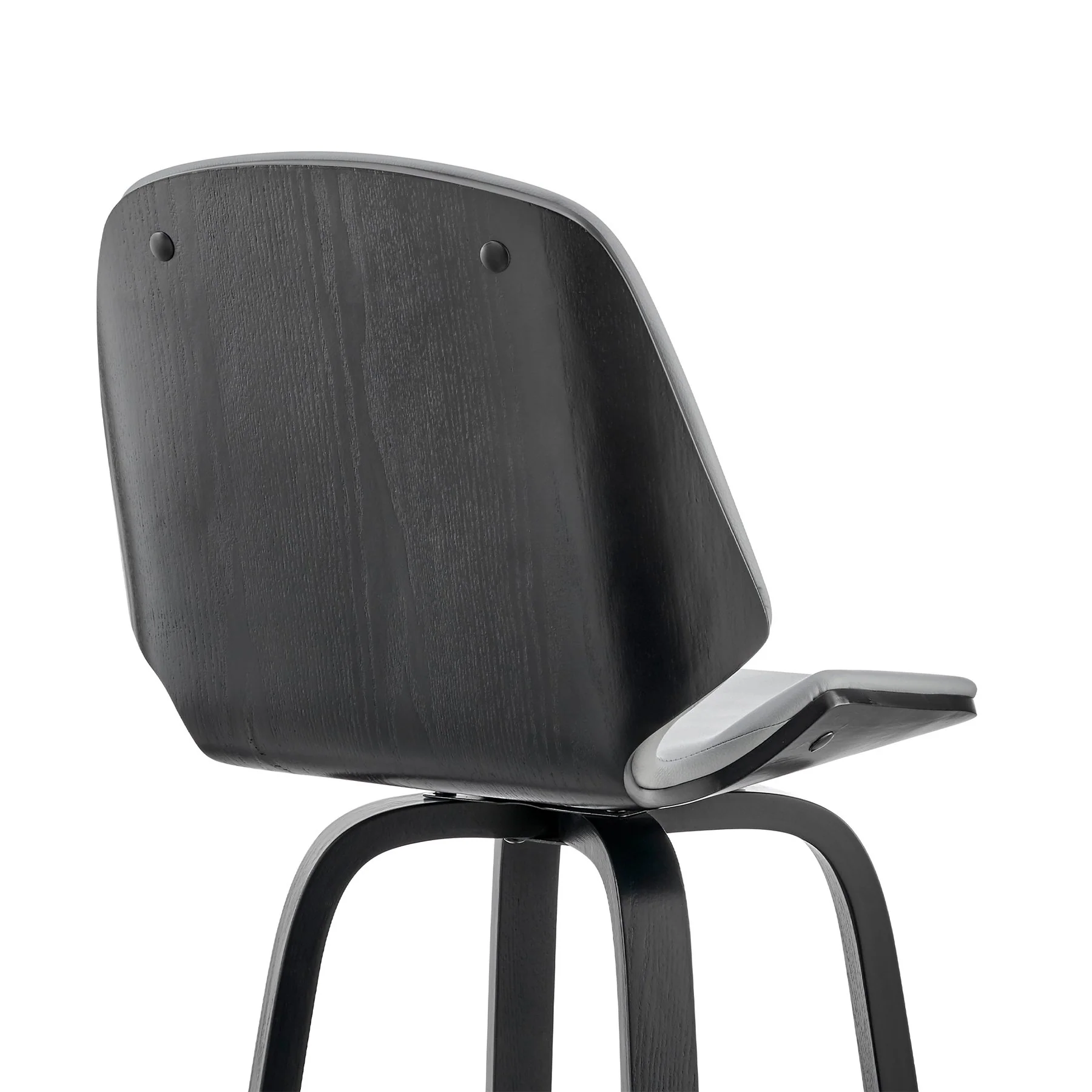 Arabela 26" Gray Faux Leather and Black Wood Swivel Bar Stool - Image 7