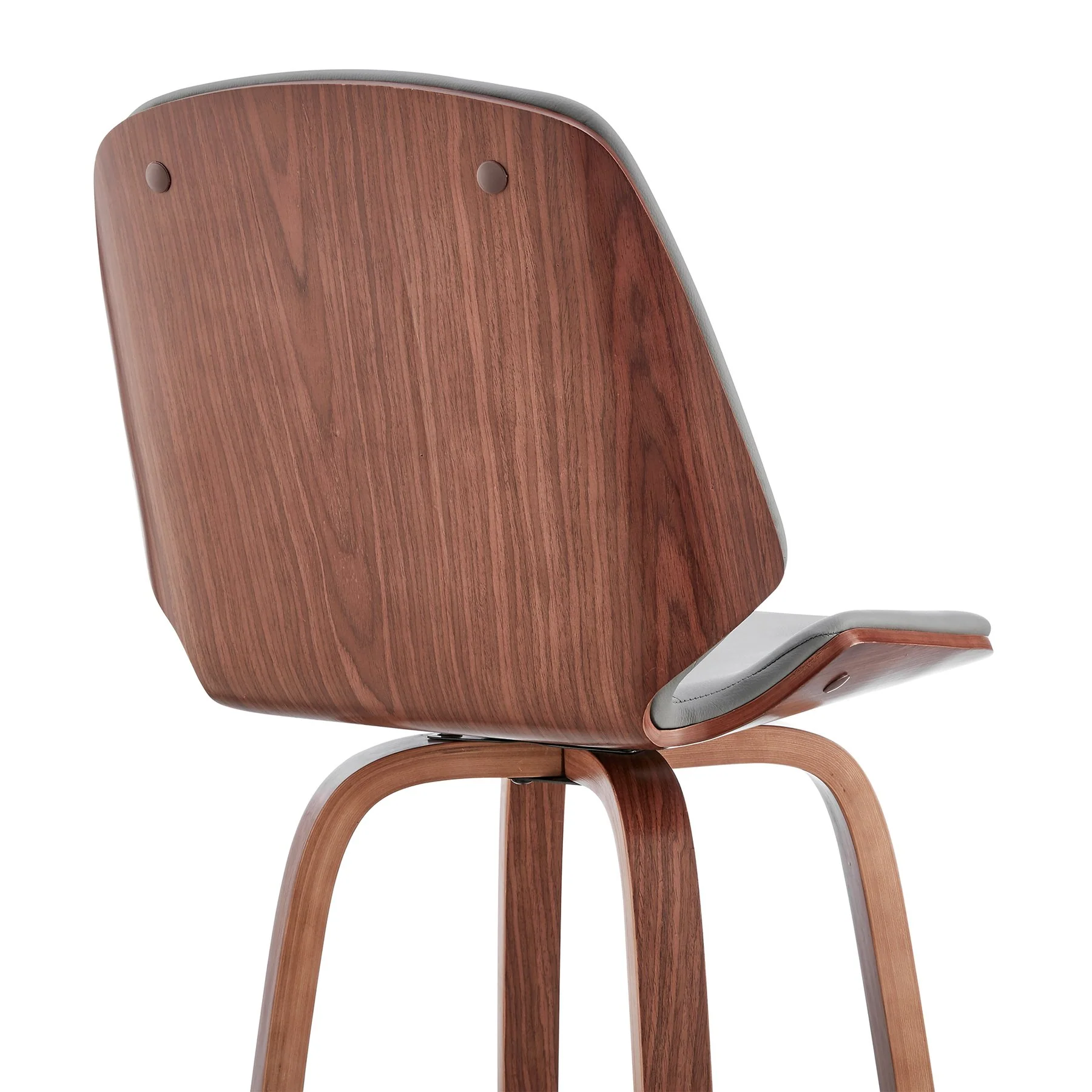 Arabela 26" Gray Faux Leather and Walnut Wood Swivel Bar Stool - Image 7