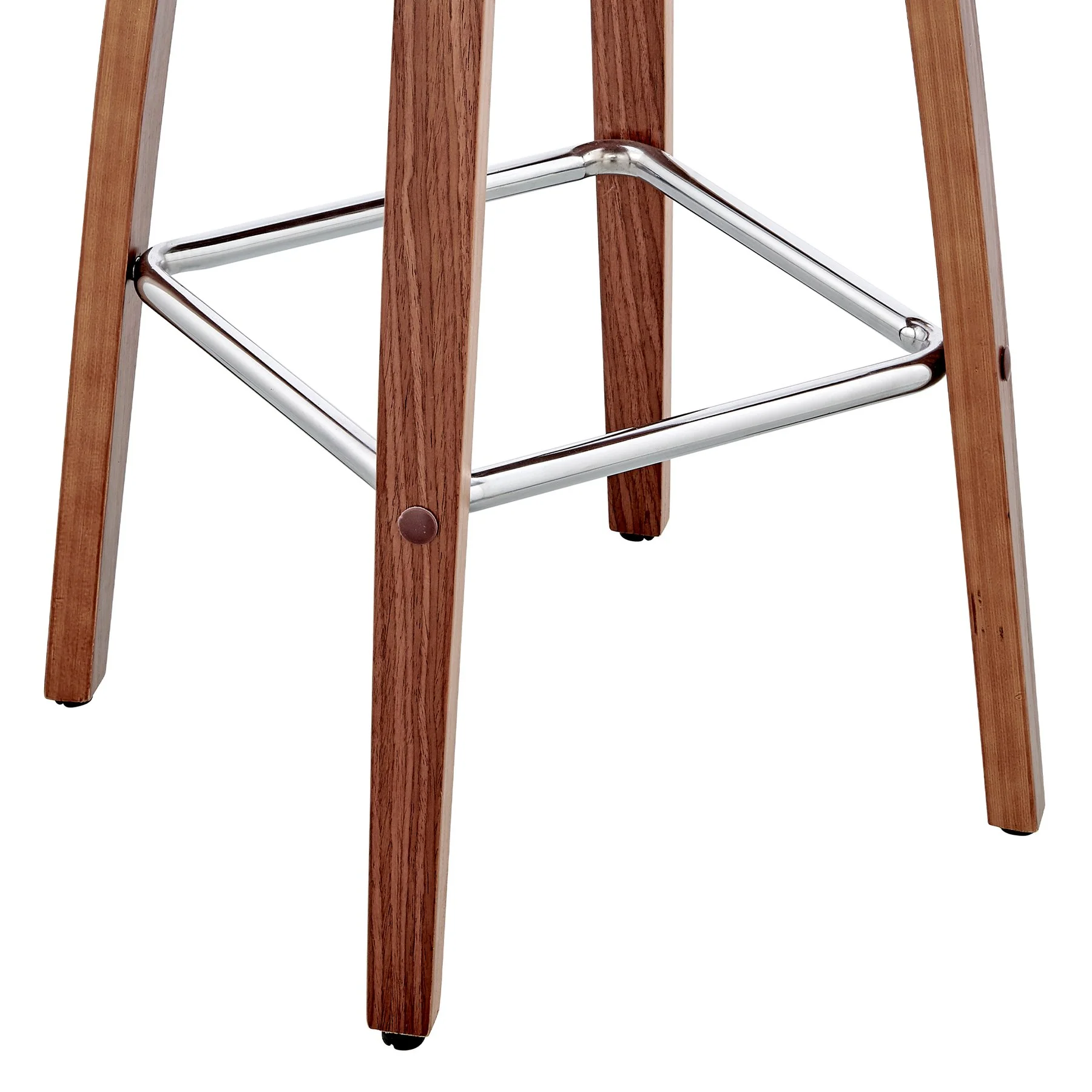 Arabela 26" Gray Faux Leather and Walnut Wood Swivel Bar Stool - Image 8