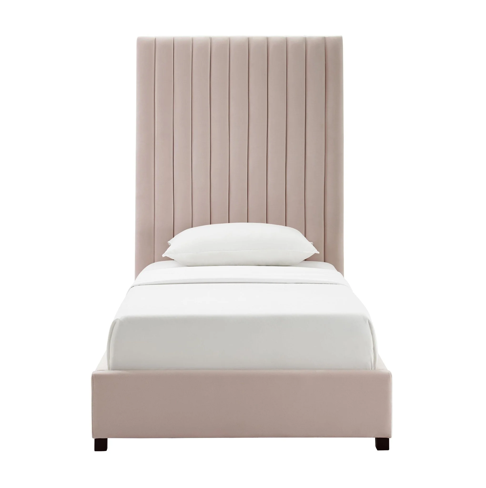 Arabelle Blush Velvet Bed in Twin - Image 4