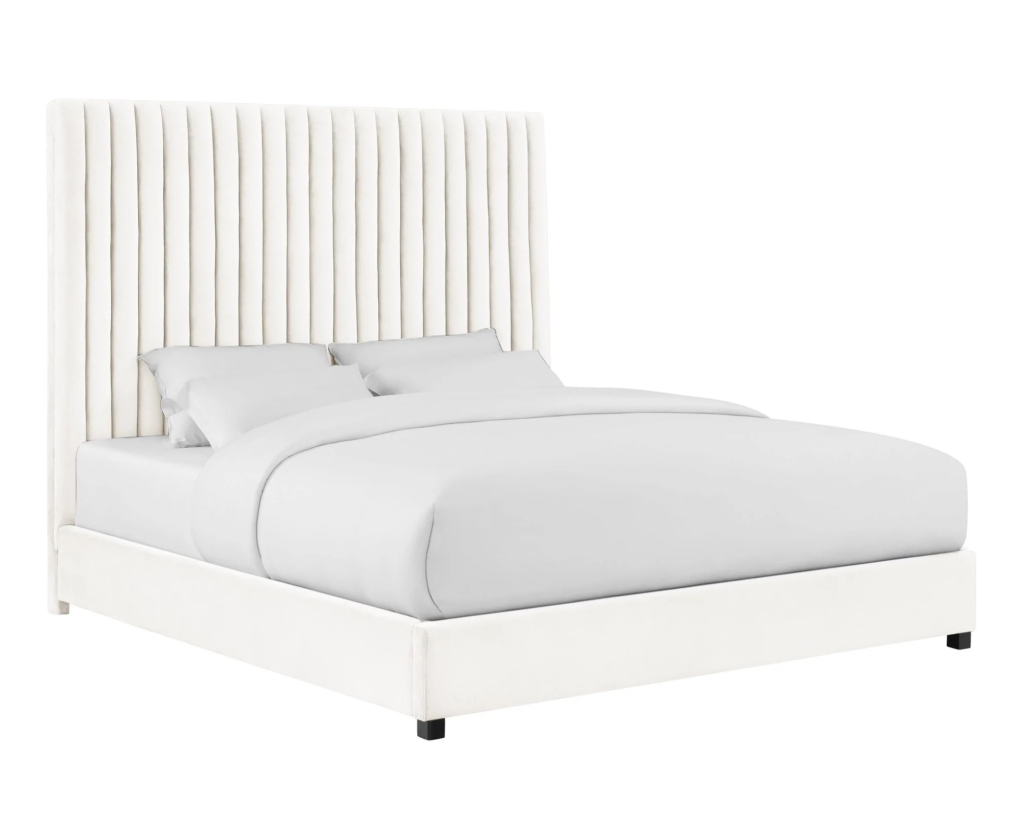 Arabelle White Velvet Bed in Queen - Image 2