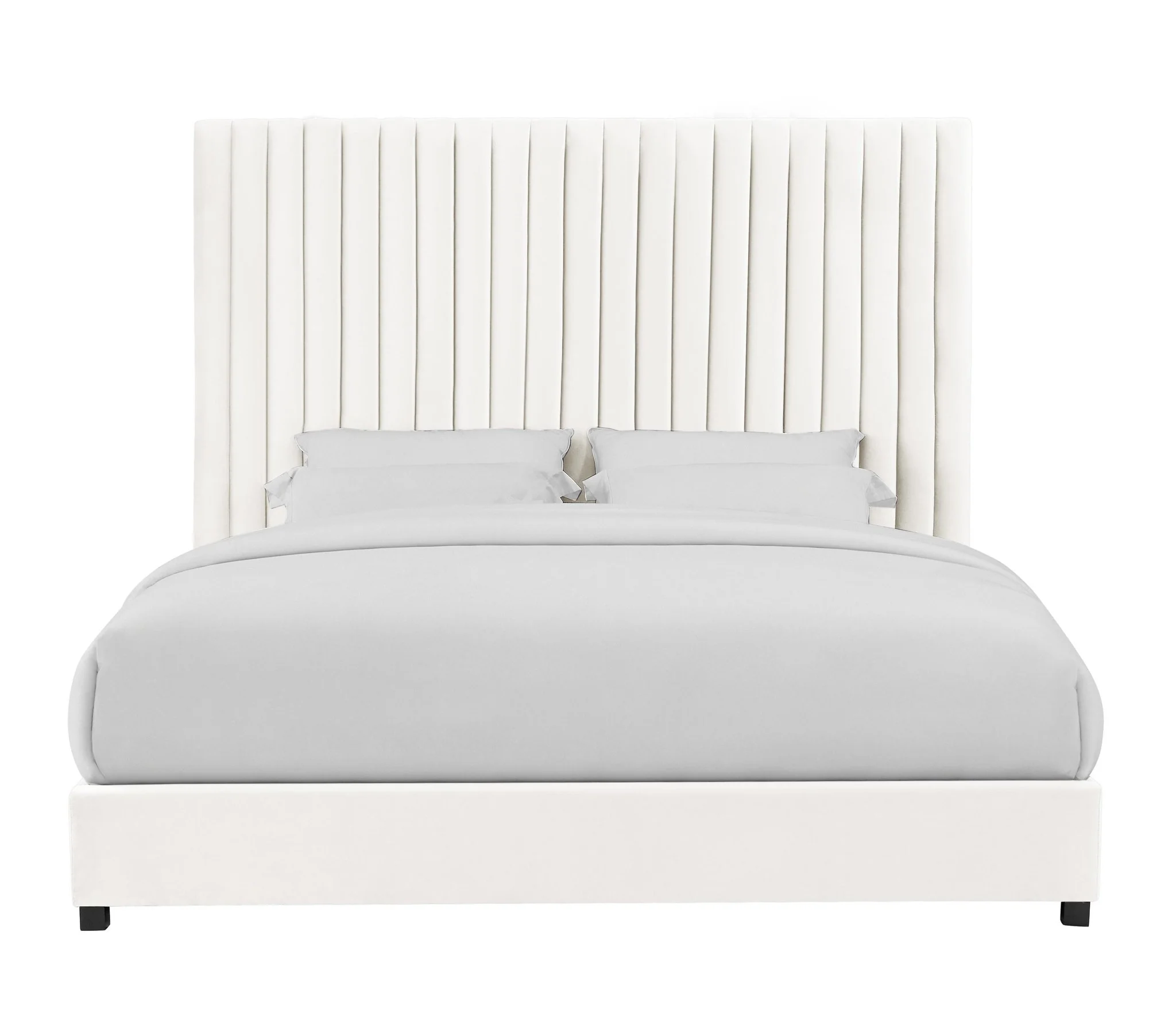 Arabelle White Velvet Bed in Queen - Image 4
