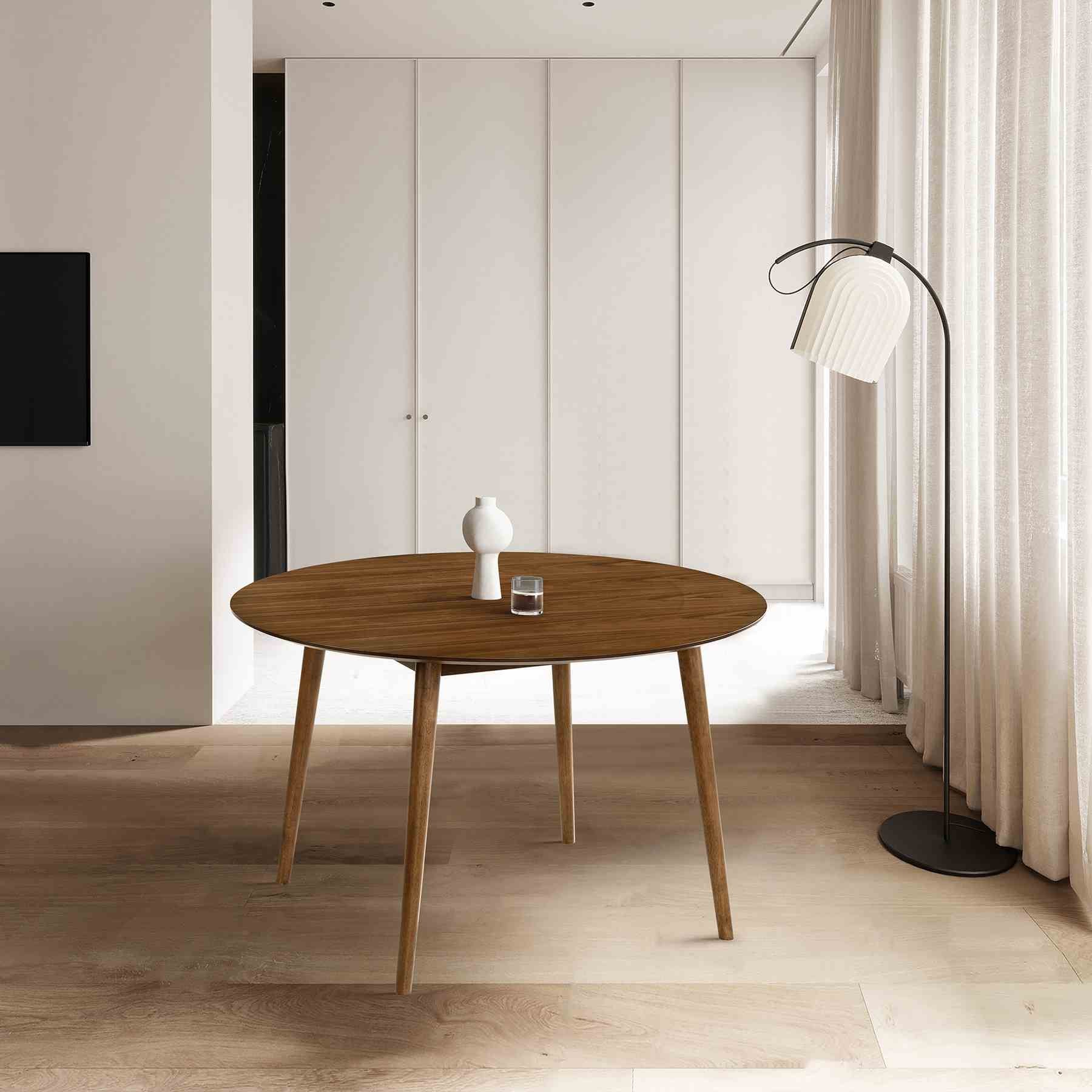 Arcadia 48" Round Dining Table in Walnut Wood - Image 6