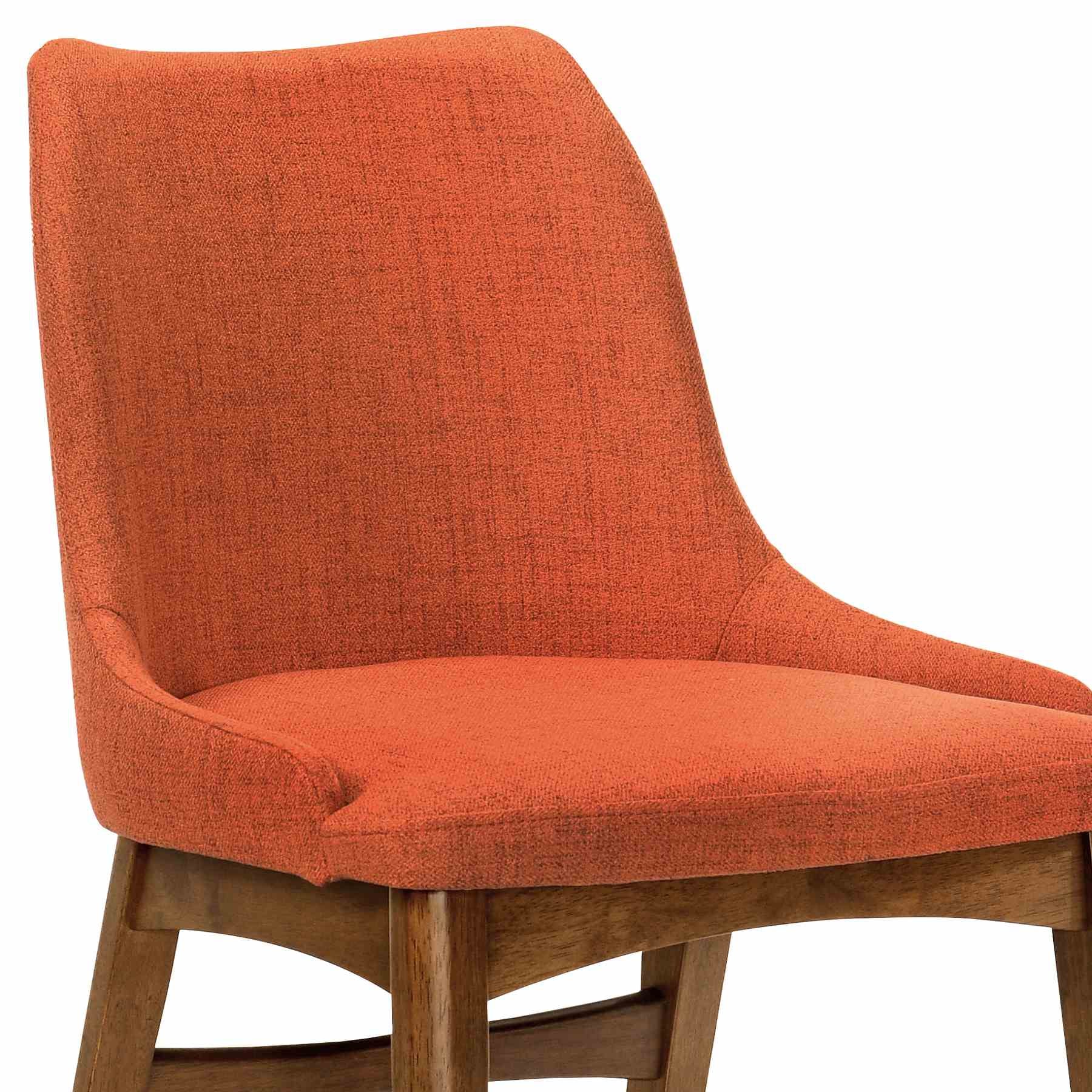 Arcadia and Azalea 48" Round Orange and Walnut Wood 5 Piece Dining Set - Image 6