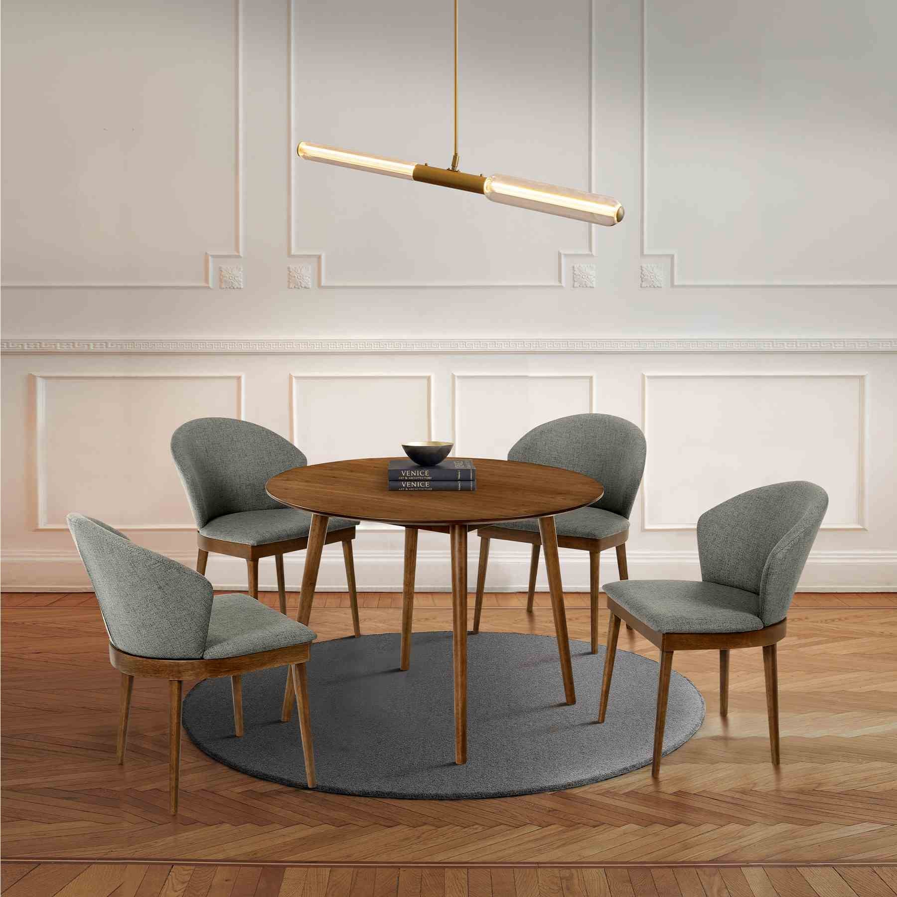 Arcadia and Juno 42" Round Charcoal and Walnut Wood 5 Piece Dining Set - Image 10