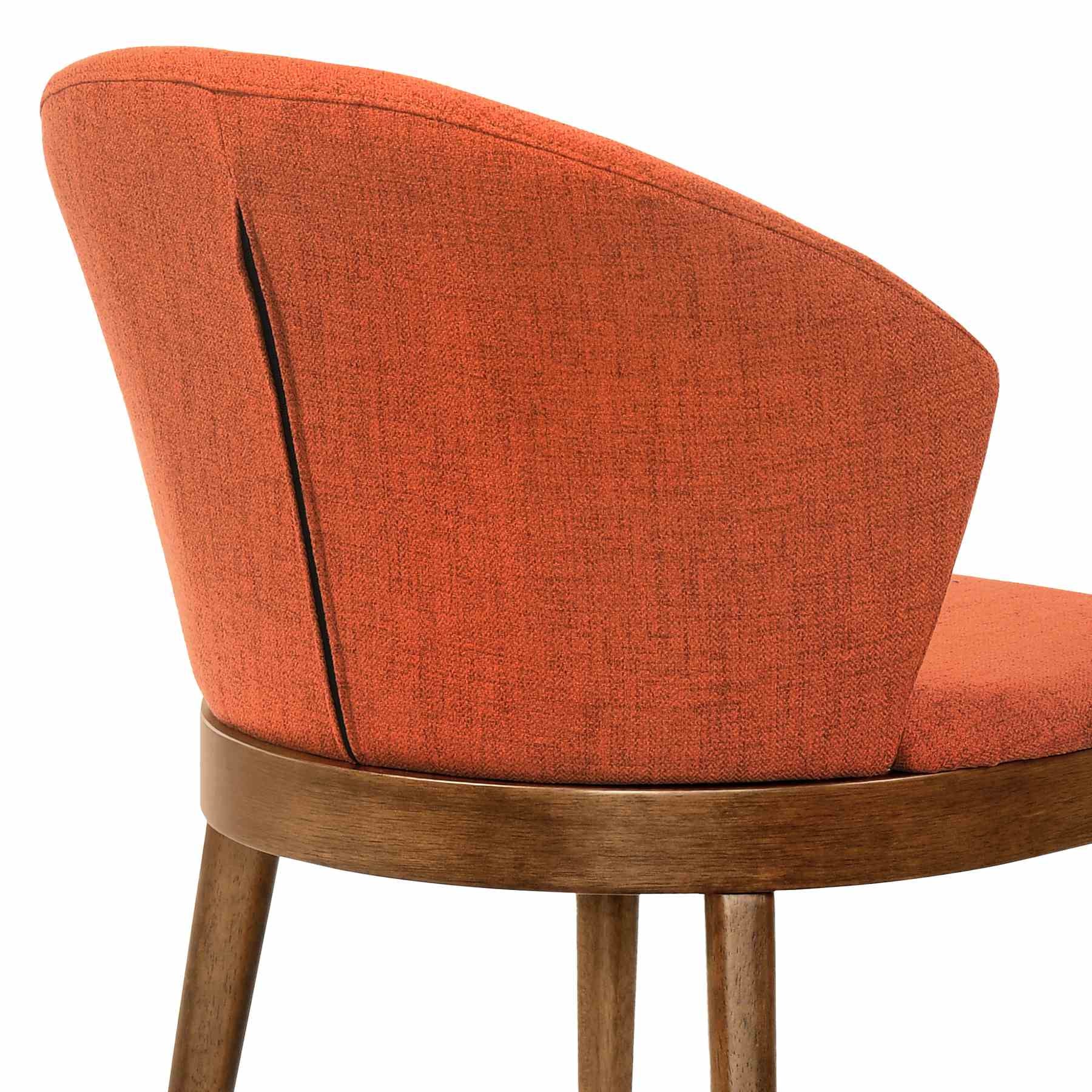Arcadia and Juno 48" Round Orange and Walnut Wood 5 Piece Dining Set - Image 6