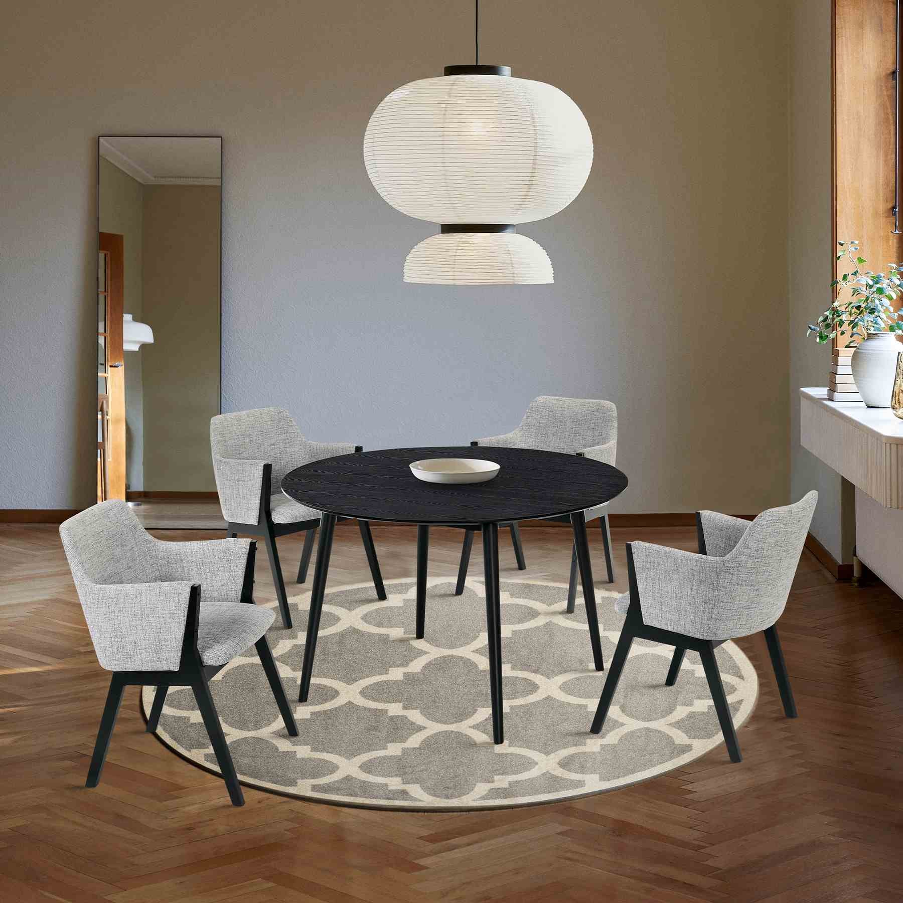 Arcadia and Renzo 48" Round Gray and Black Wood 5 Piece Dining Set - Image 10