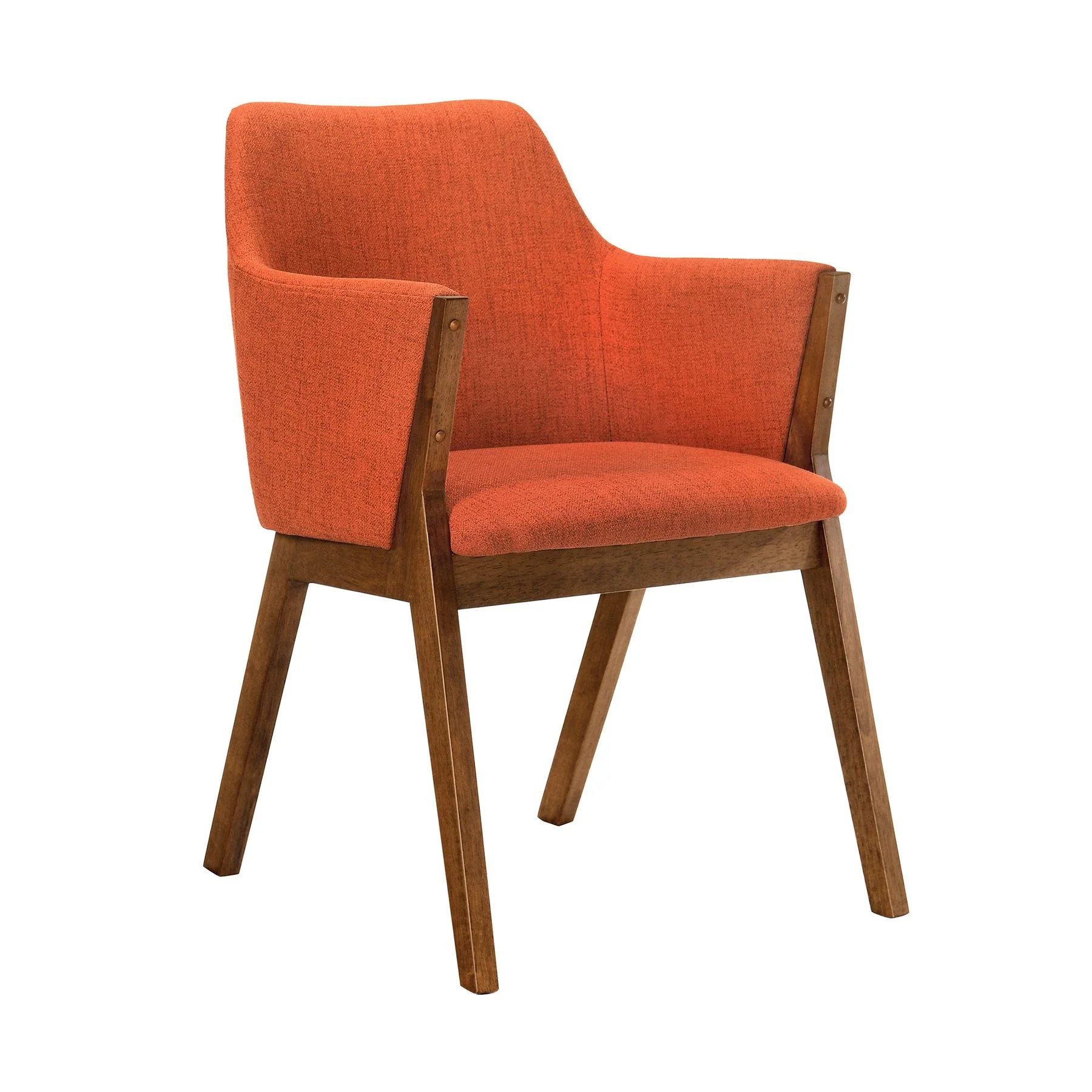 Arcadia and Renzo 48" Round Orange and Walnut Wood 5 Piece Dining Set - Image 2