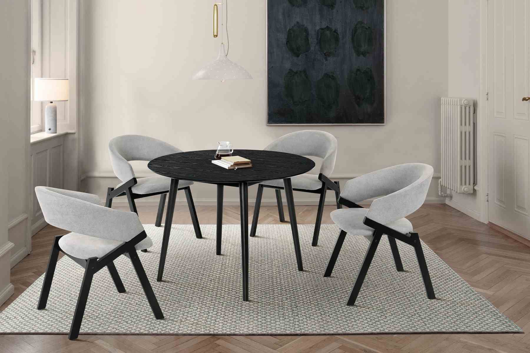 Arcadia and Talulah 42" Round Gray and Black Wood 5 Piece Dining Set - Image 10