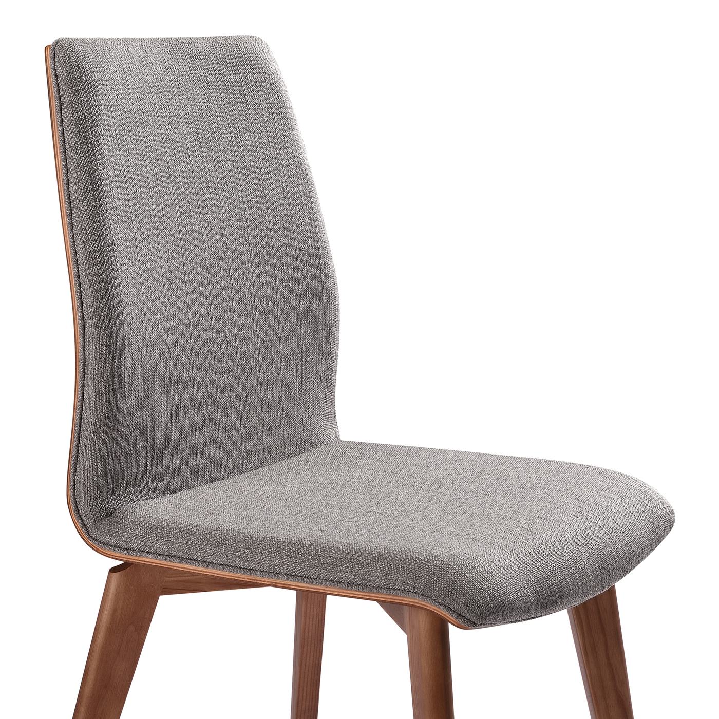 Archie Mid-Century Dining Chair in Walnut Finish and Gray Fabric - Set of 2 - Image 4