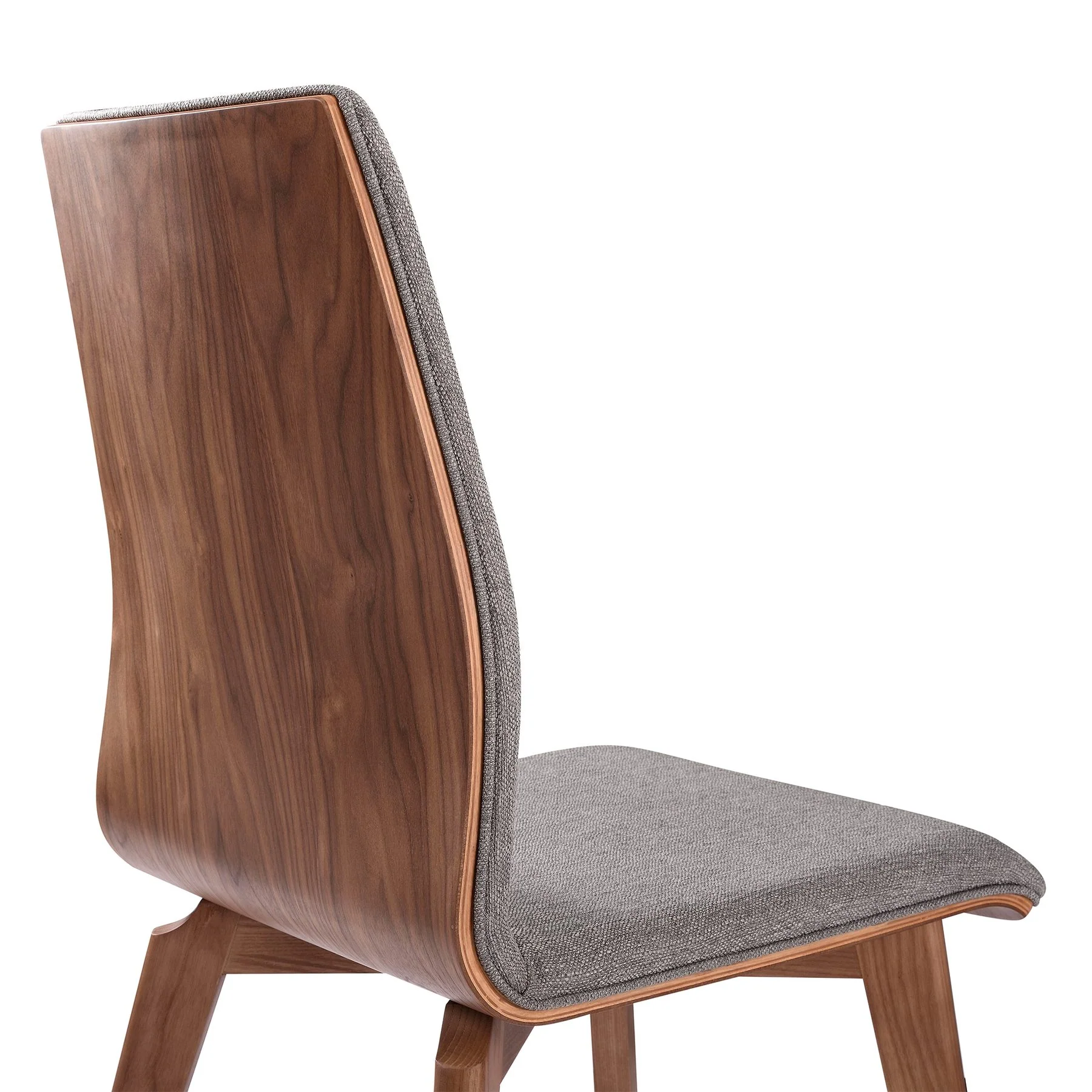 Archie Mid-Century Dining Chair in Walnut Finish and Gray Fabric - Set of 2 - Image 5