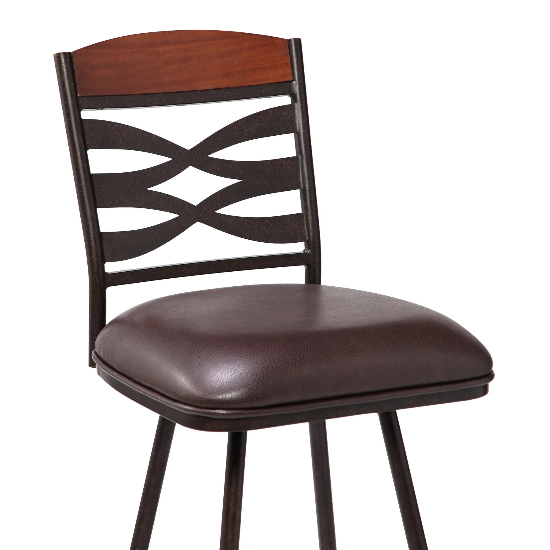 Arden Contemporary 30" Bar Height Barstool in Auburn Bay Finish with Brown Faux Leather and Sedona Wood Finish Back - Image 3