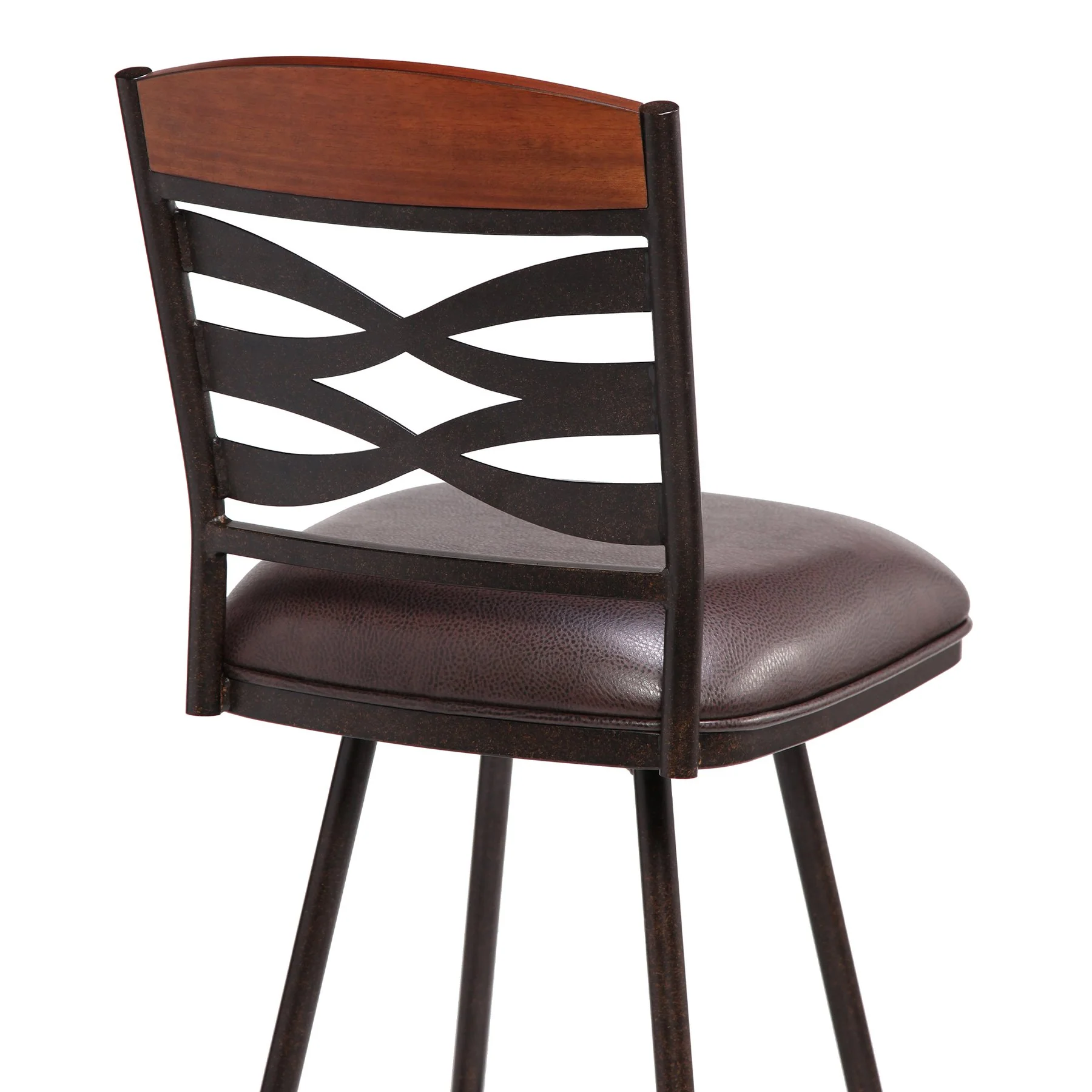 Arden Contemporary 30" Bar Height Barstool in Auburn Bay Finish with Brown Faux Leather and Sedona Wood Finish Back - Image 4