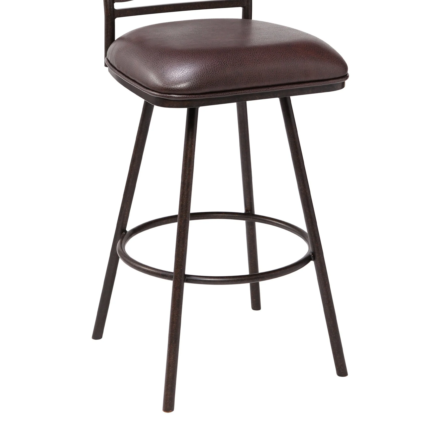 Arden Contemporary 30" Bar Height Barstool in Auburn Bay Finish with Brown Faux Leather and Sedona Wood Finish Back - Image 5