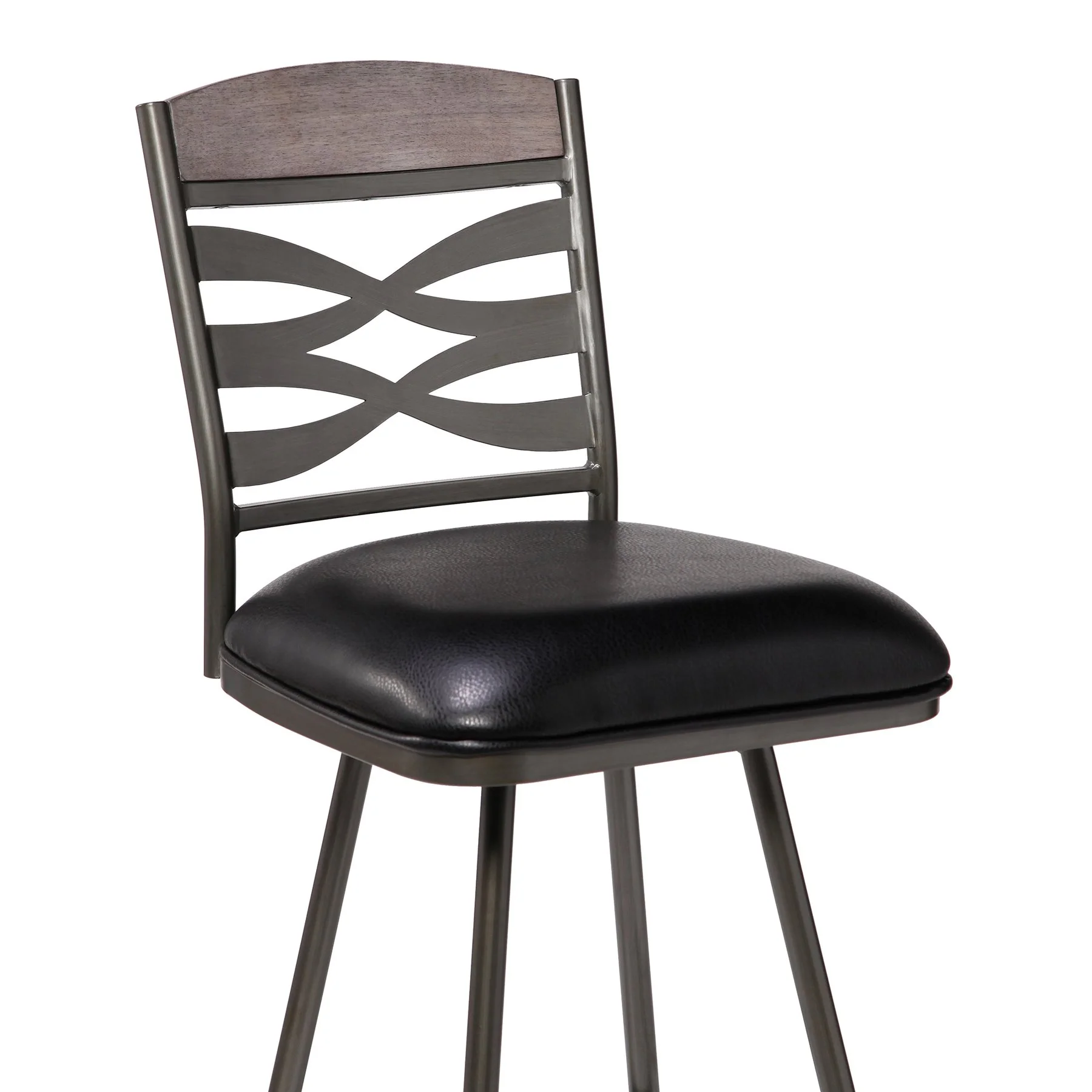 Arden Mid-Century 26" Counter Height Barstool in Mineral Finish with Black Faux Leather and Gray Walnut Wood Finish Back - Image 2