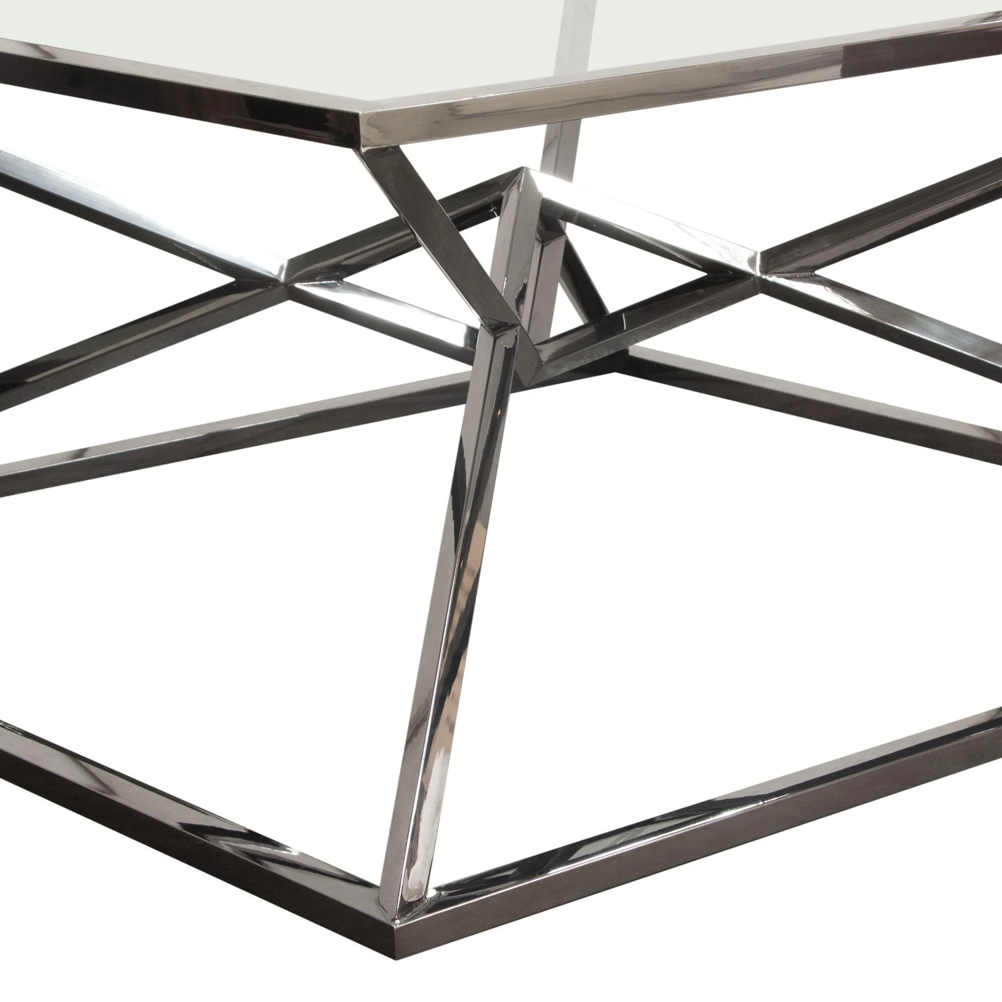 Aria Square Stainless Steel Cocktail Table w/ Polished Black Finish Base & Clear, Tempered Glass Top by Diamond Sofa - Image 7
