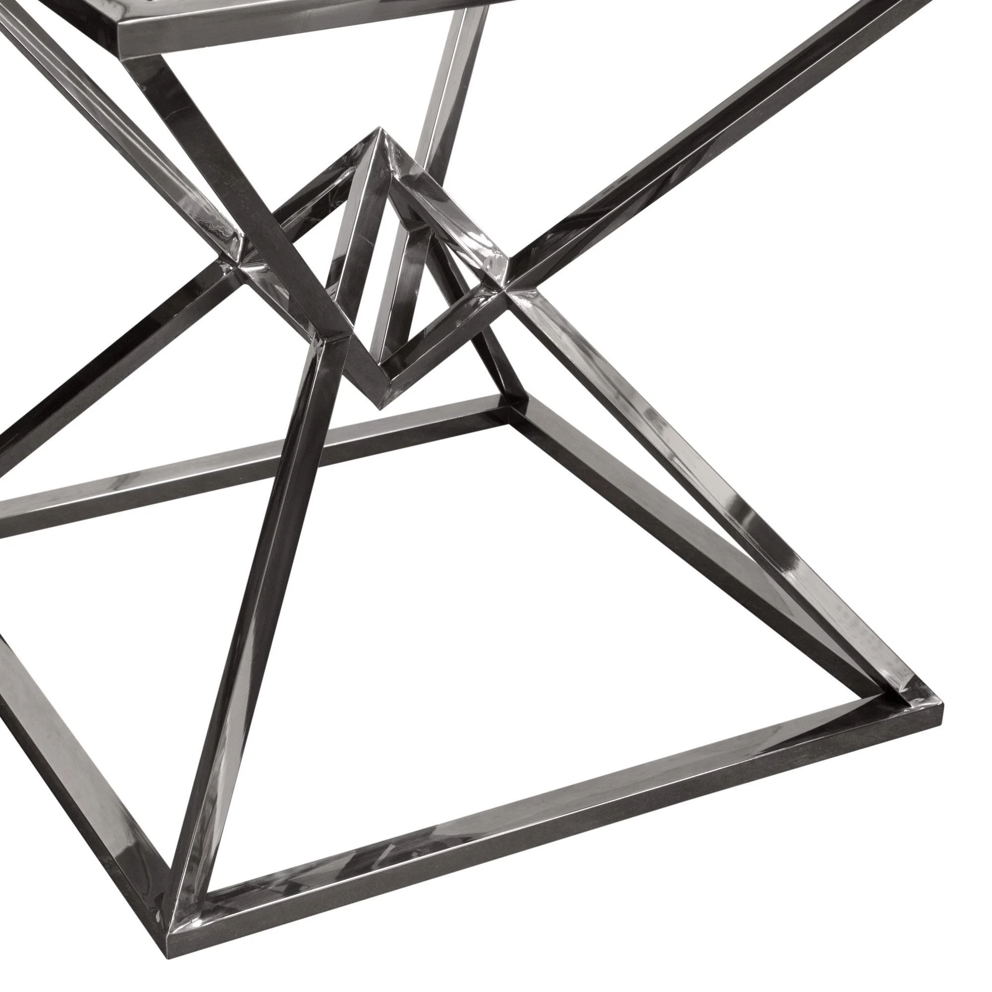 Aria Square Stainless Steel End Table w/ Polished Black Finish Base & Clear, Tempered Glass Top by Diamond Sofa - Image 7