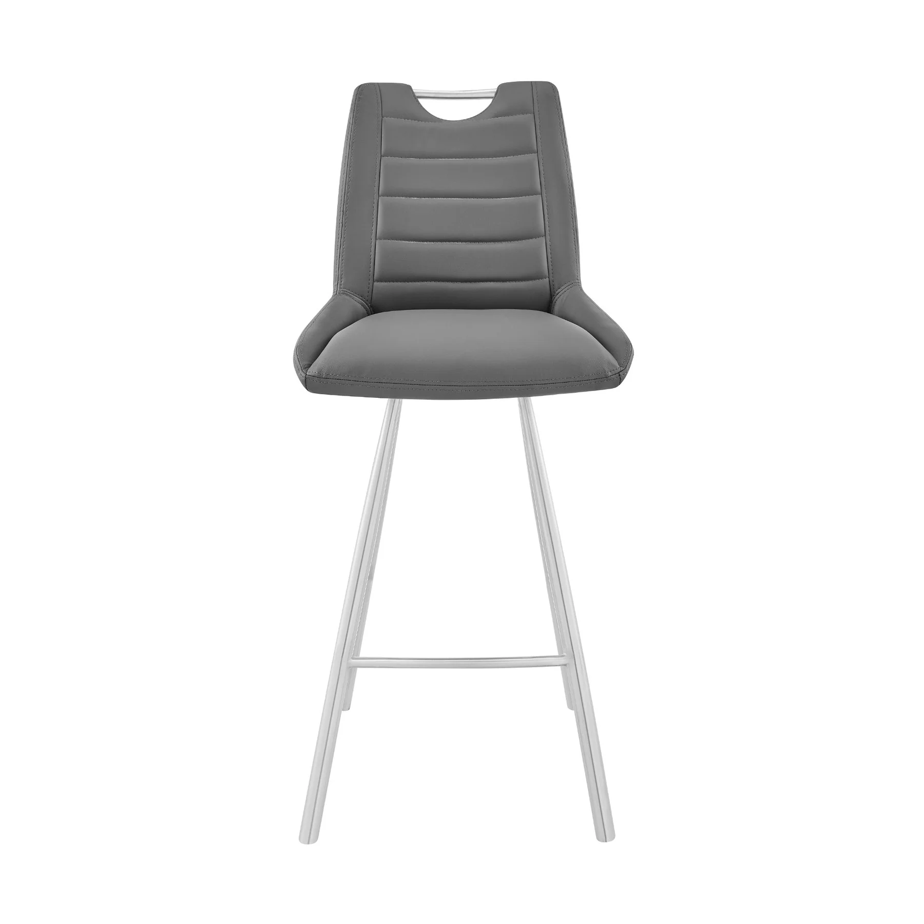 Arizona 26" Counter Height Bar Stool in Charcoal Faux Leather and Brushed Stainless Steel Finish - Image 2