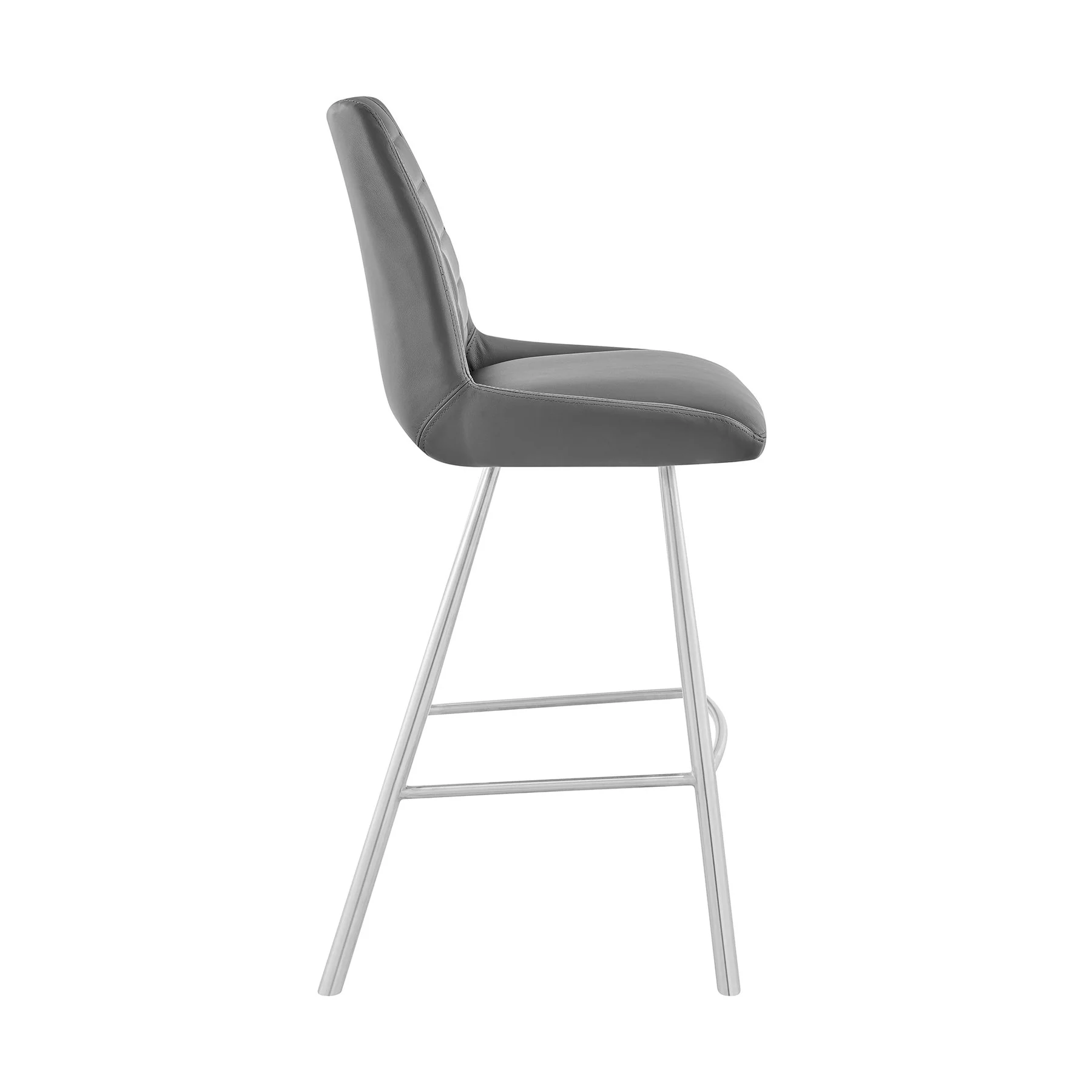 Arizona 26" Counter Height Bar Stool in Charcoal Faux Leather and Brushed Stainless Steel Finish - Image 3
