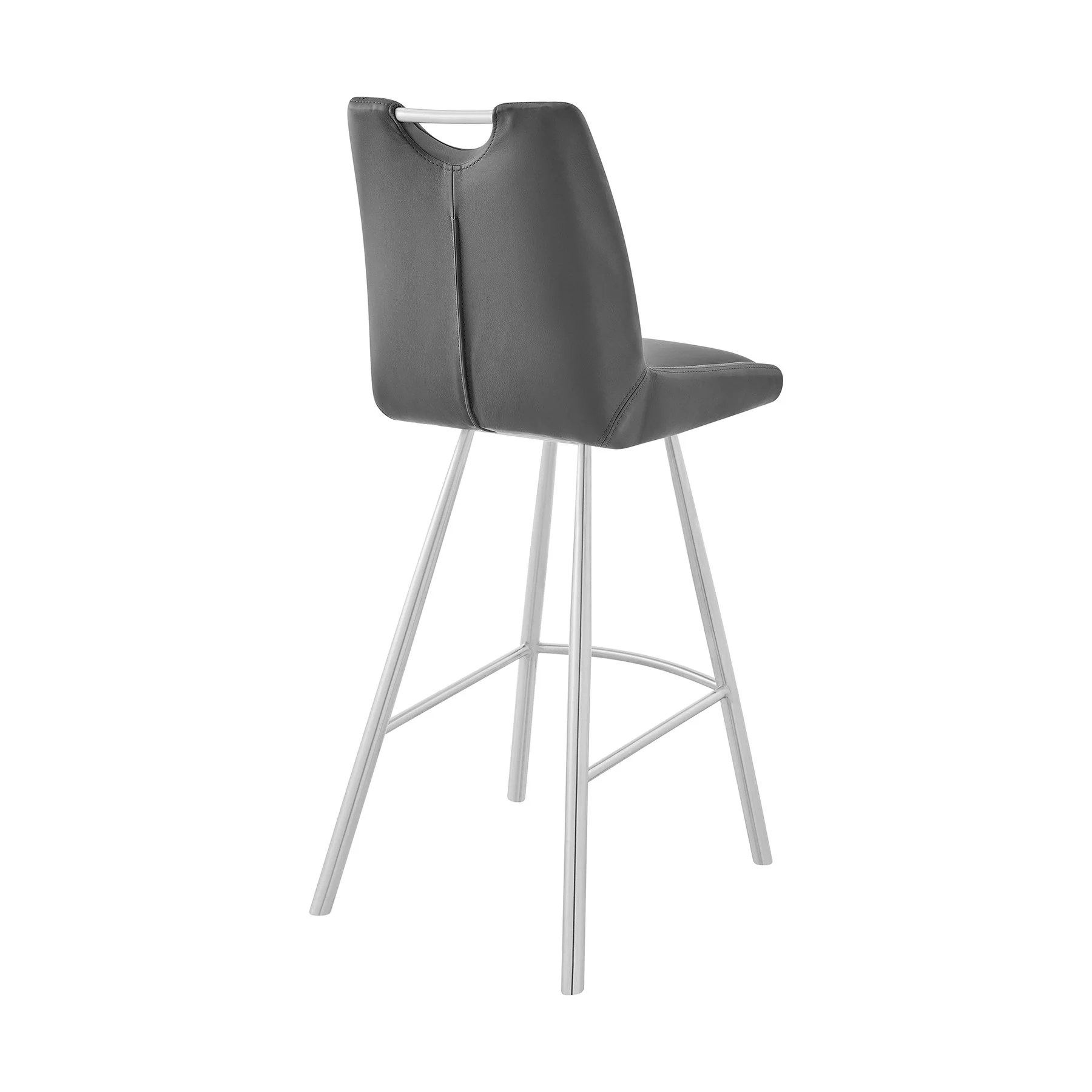 Arizona 26" Counter Height Bar Stool in Charcoal Faux Leather and Brushed Stainless Steel Finish - Image 4
