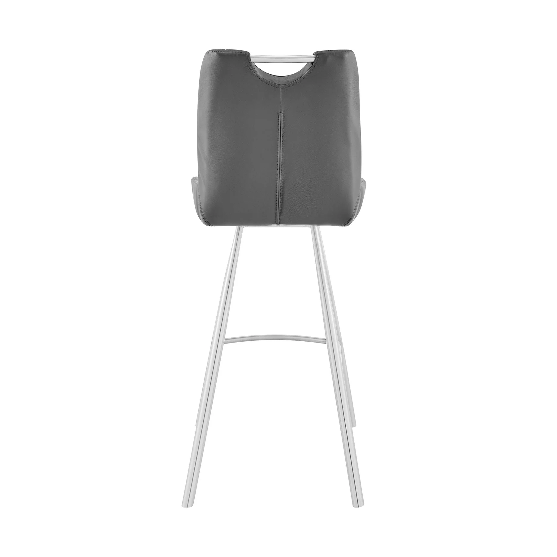 Arizona 30" Bar Height Bar Stool in Charcoal Faux Leather and Brushed Stainless Steel Finish - Image 5