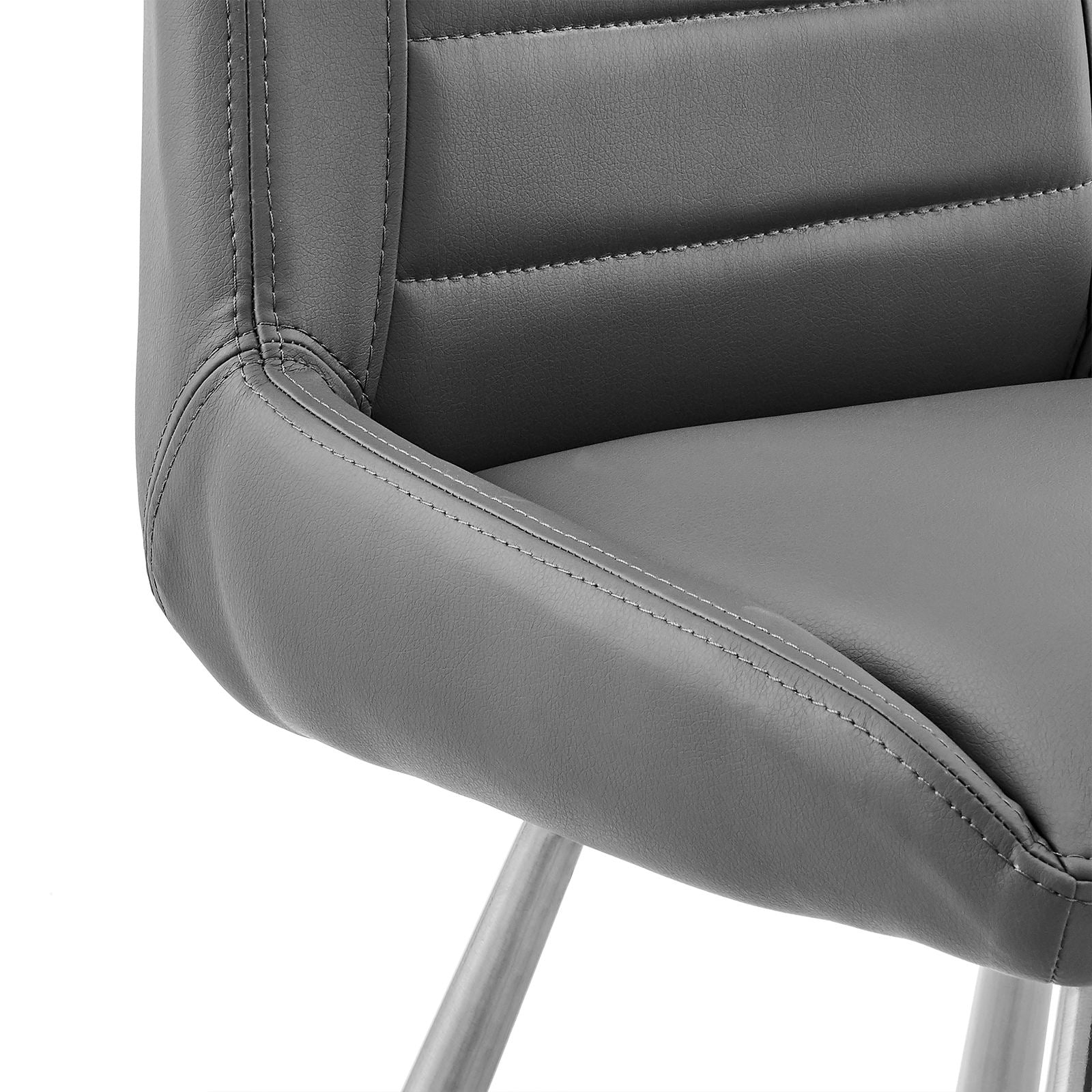 Arizona 30" Bar Height Bar Stool in Charcoal Faux Leather and Brushed Stainless Steel Finish - Image 7
