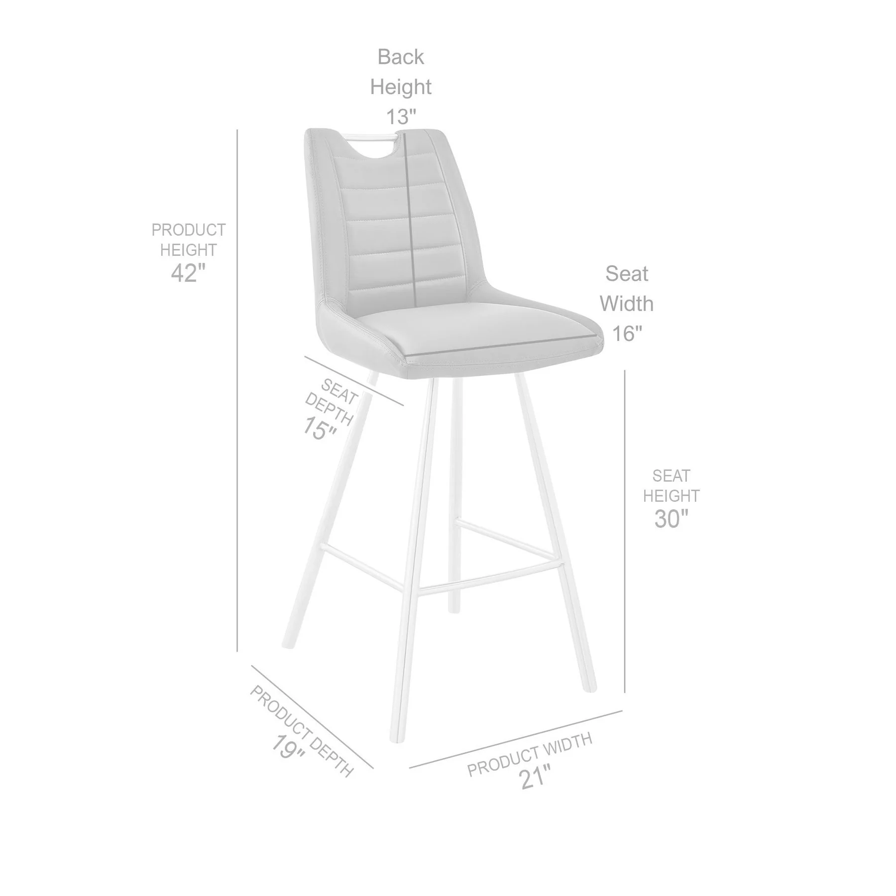 Arizona 30" Bar Height Bar Stool in Charcoal Faux Leather and Brushed Stainless Steel Finish - Image 8