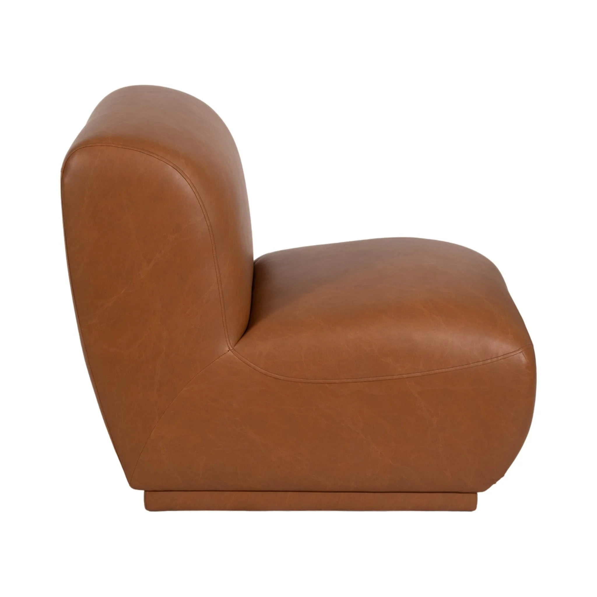 Armless Accent Chair, Brown - Image 3