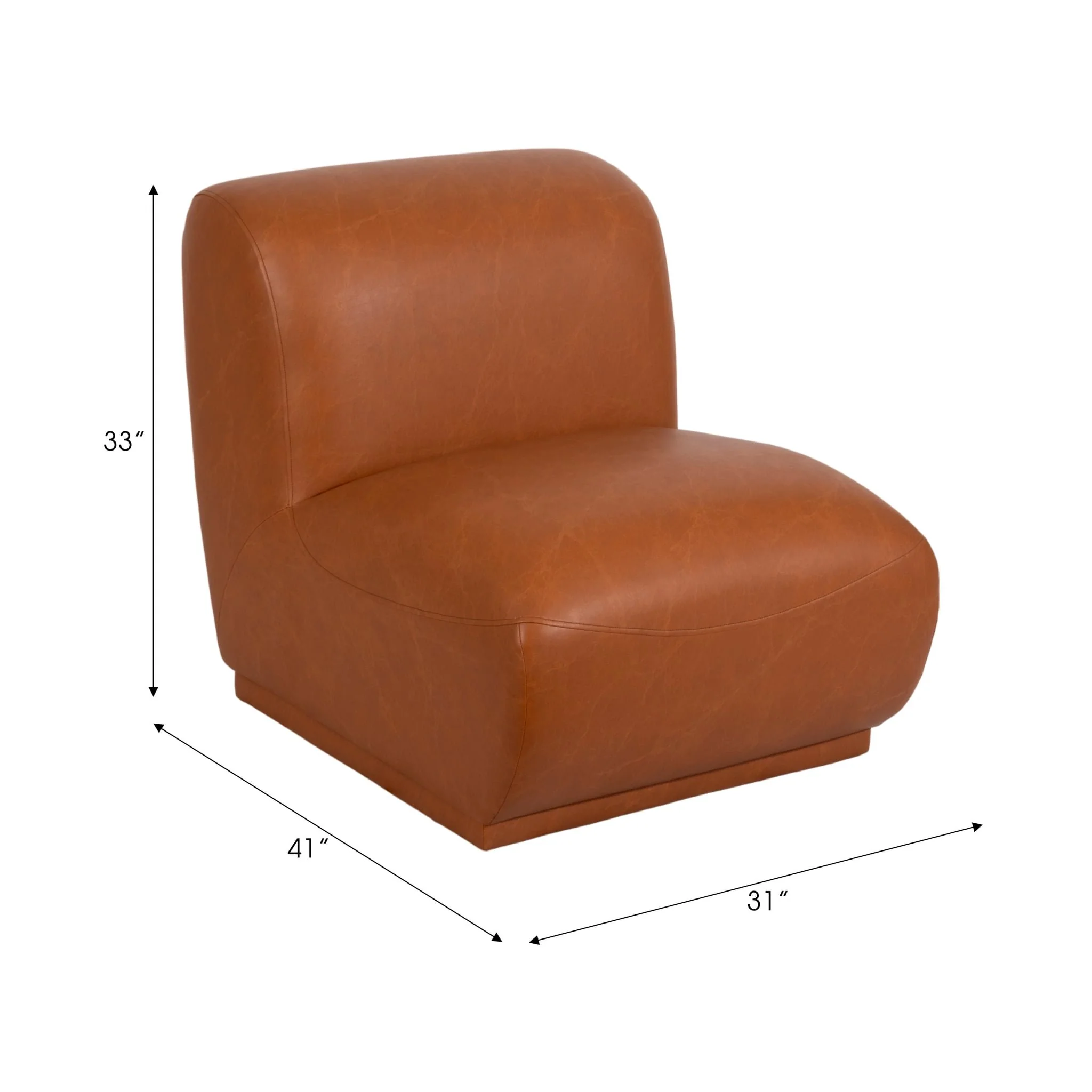 Armless Accent Chair, Brown - Image 7