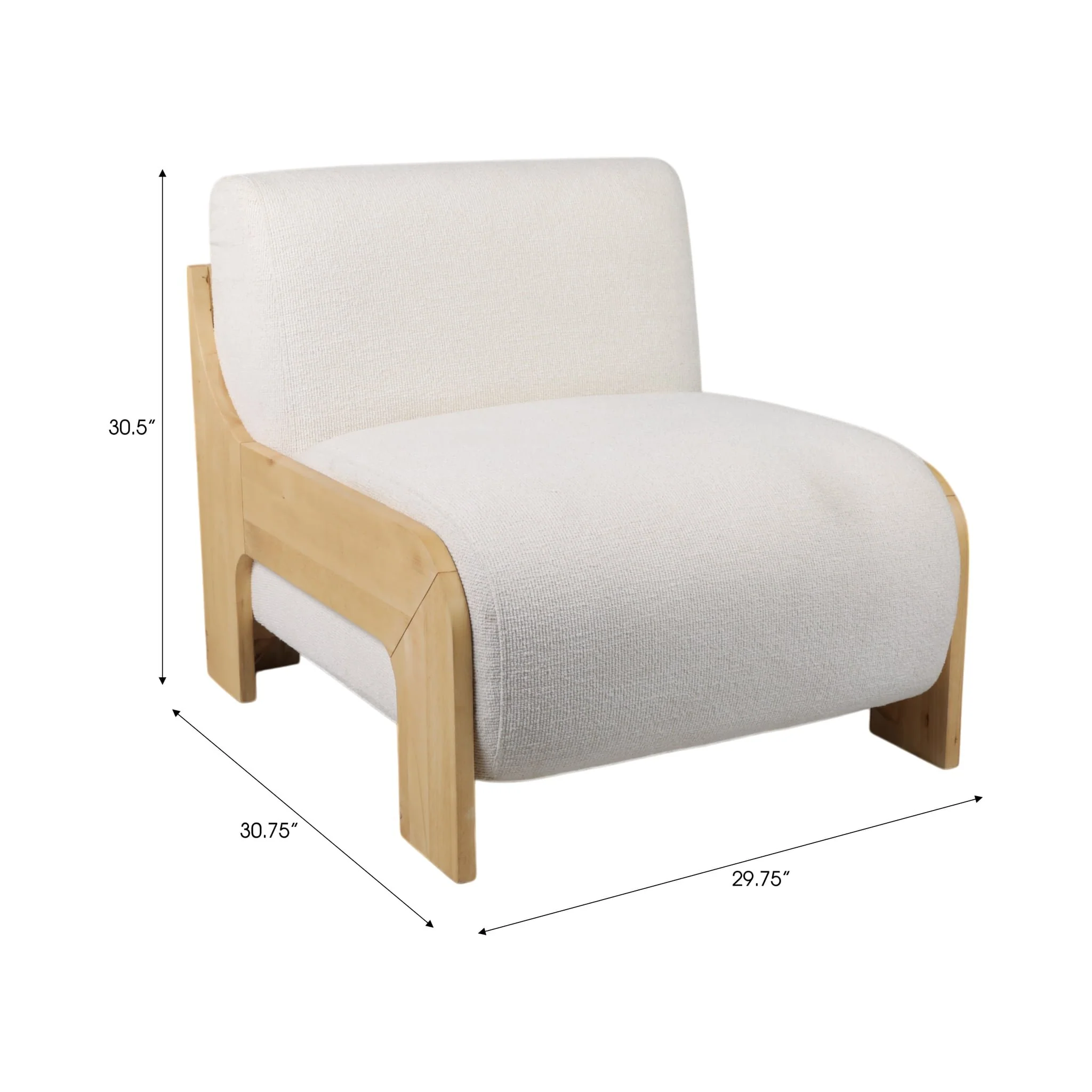 Armless Modern Accent Chair, Ivory - Image 7