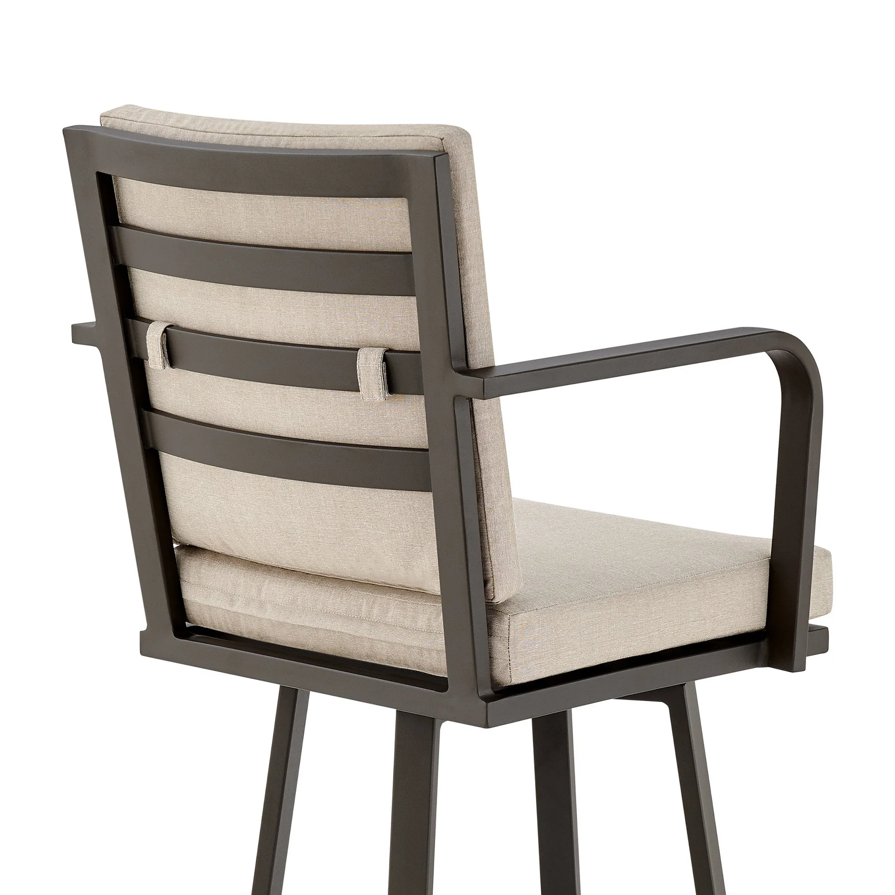Arnauld 26" Outdoor Patio Swivel Counter Stool in Brown Aluminum with Cushions - Image 7