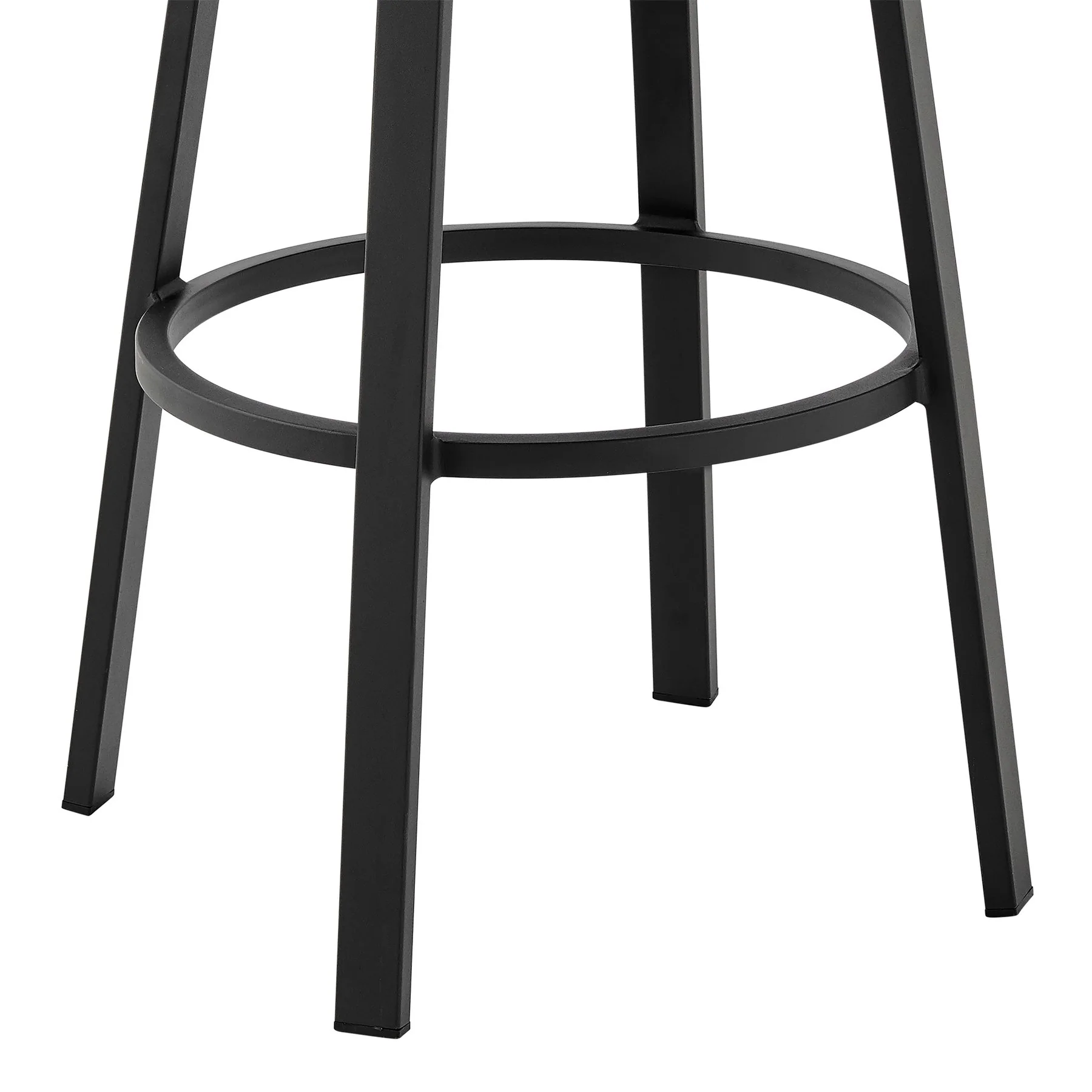 Arnauld 30" Outdoor Patio Swivel Bar Stool in Black Aluminum with Gray Cushions - Image 8