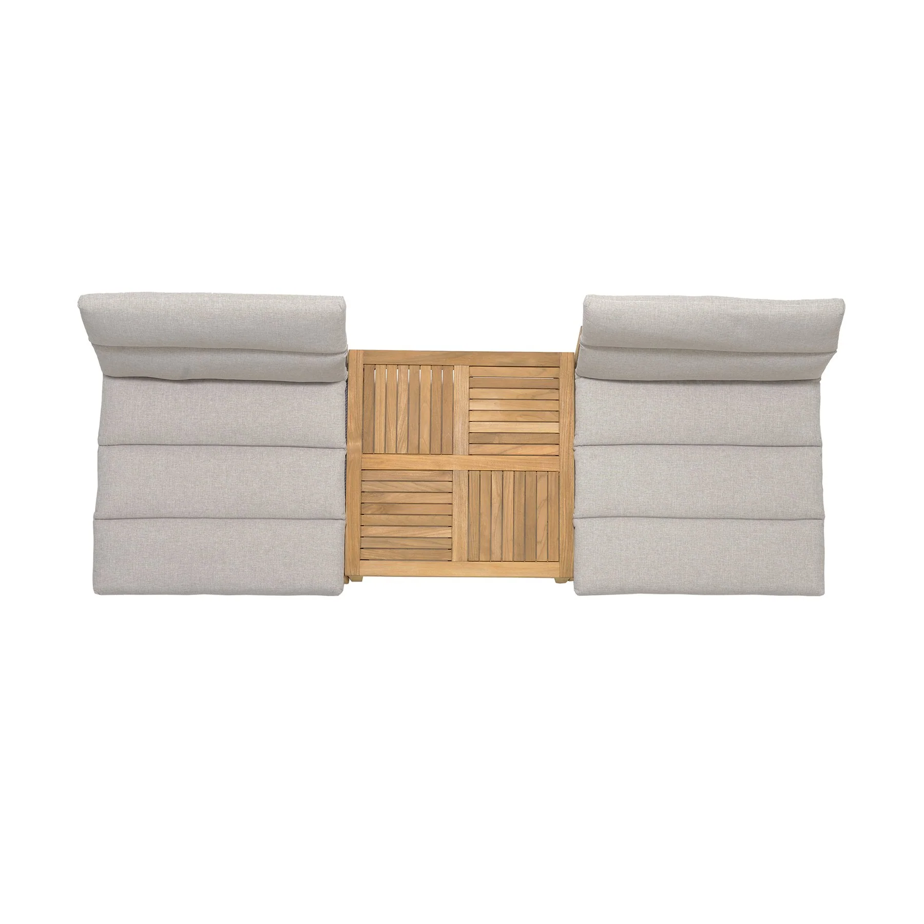 Arno Outdoor 3 Piece Teak Wood Seating Set in Beige Olefin - Image 9