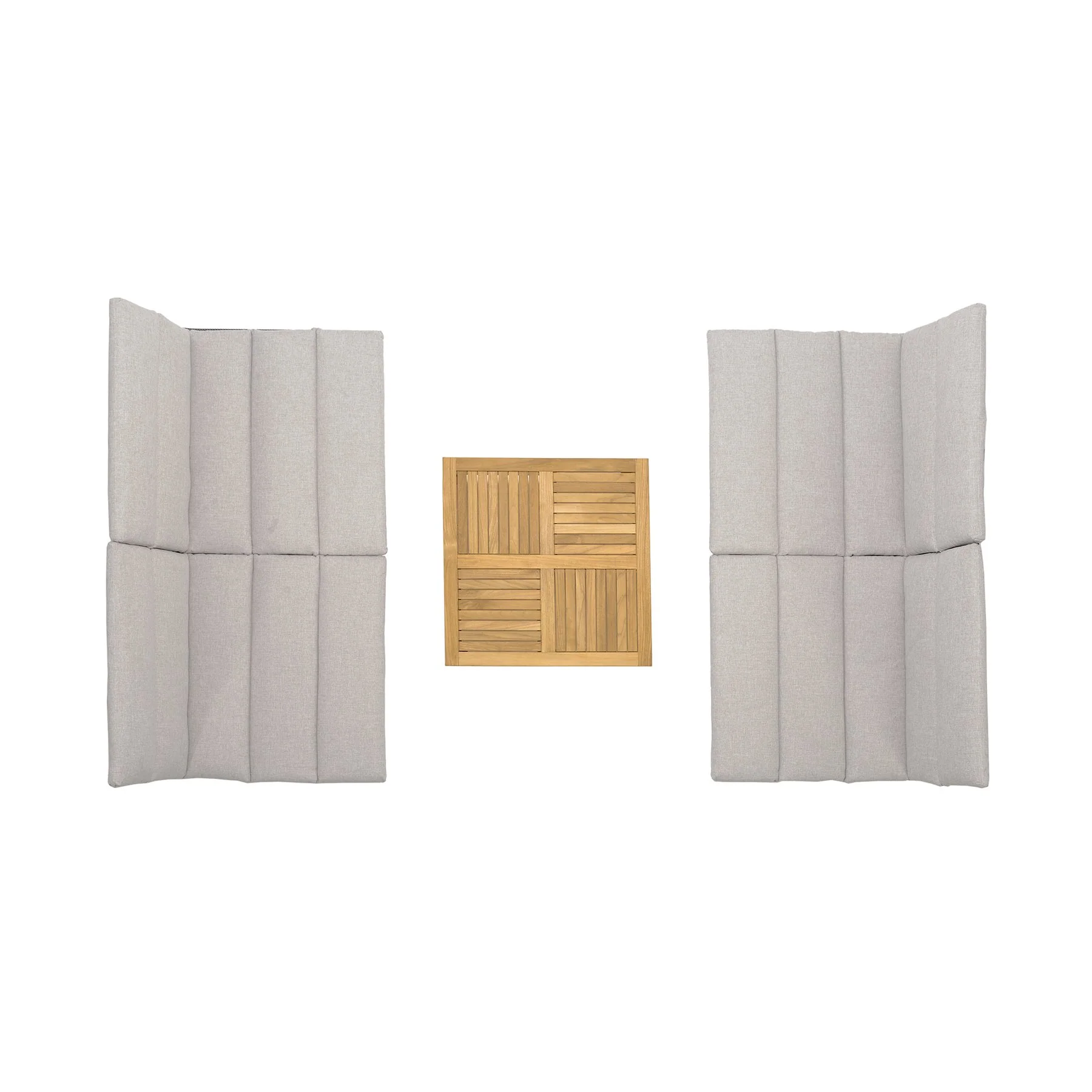Arno Outdoor 5 Piece Teak Wood Seating Set in Beige Olefin - Image 10
