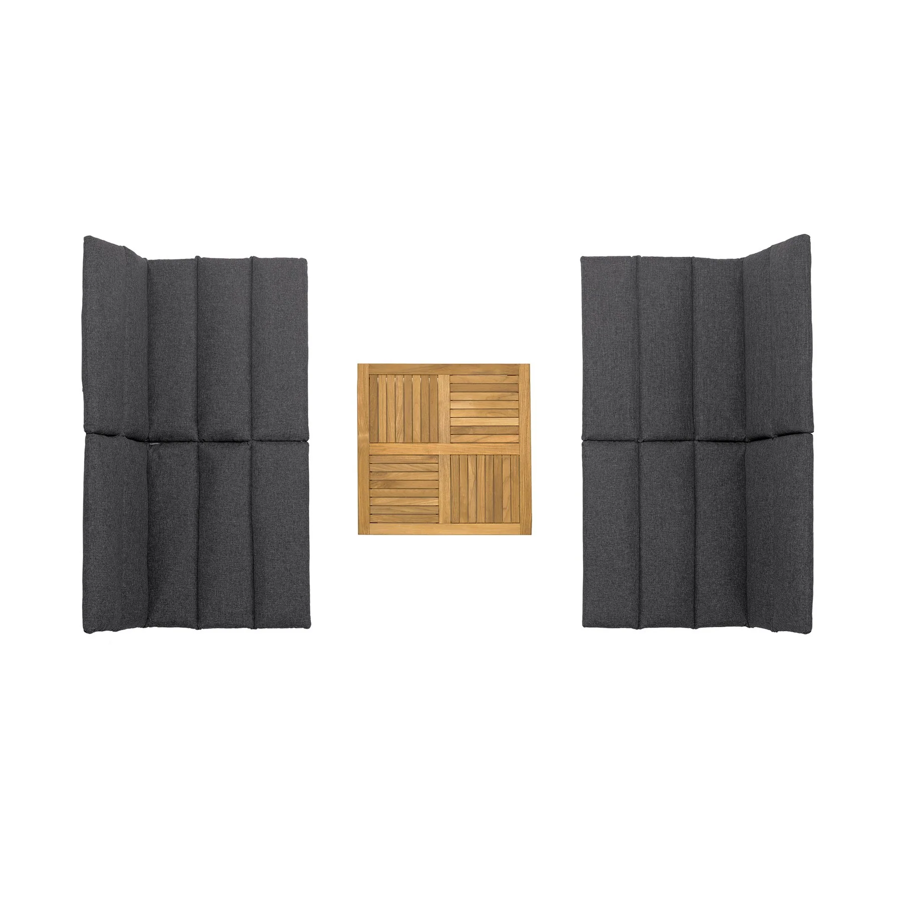 Arno Outdoor 5 Piece Teak Wood Seating Set in Charcoal Olefin - Image 10