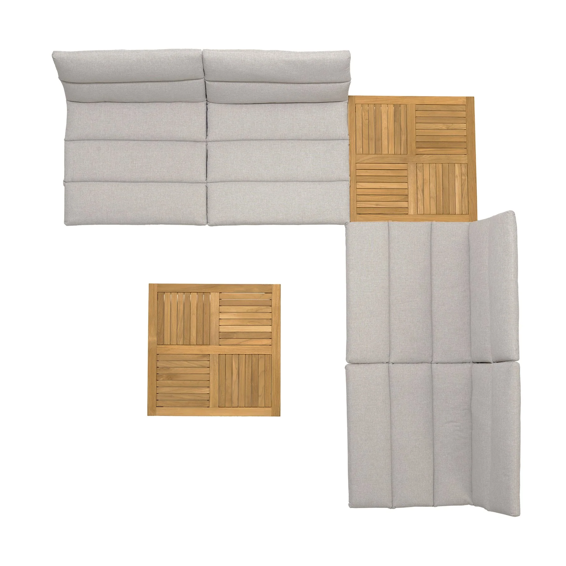 Arno Outdoor 6 Piece Teak Wood Seating Set in Beige Olefin - Image 9