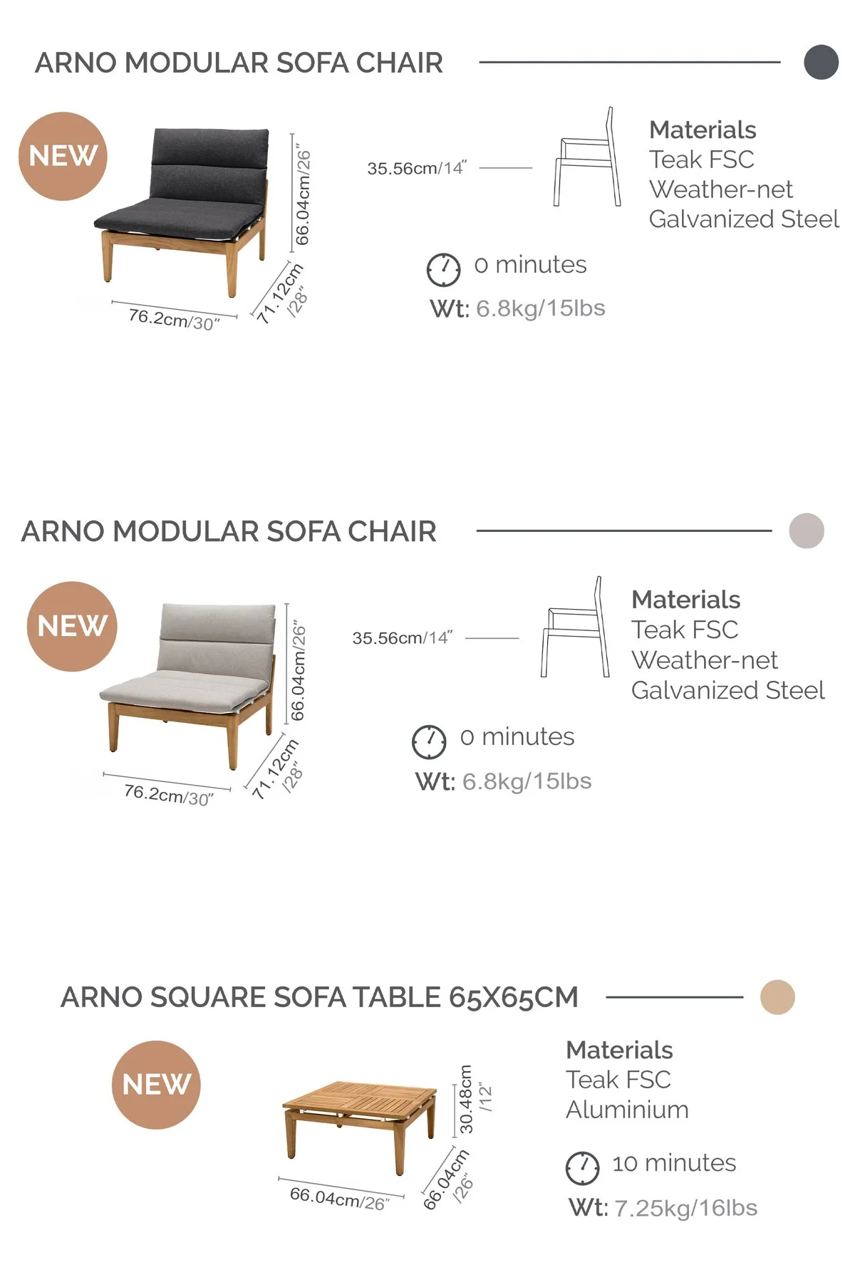 Arno Outdoor 8 Piece Teak Wood Seating Set in Beige Olefin - Image 11