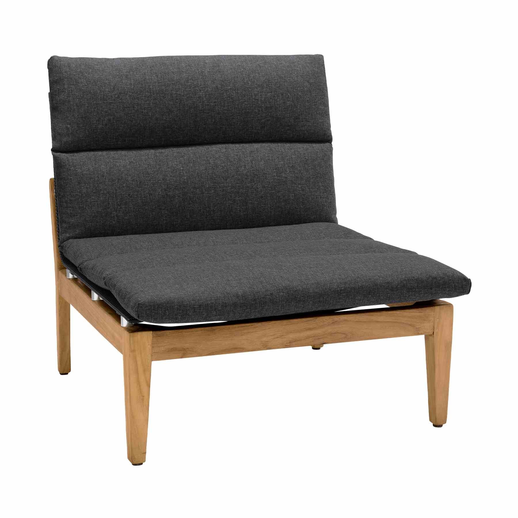 Arno Outdoor 8 Piece Teak Wood Seating Set in Charcoal Olefin - Image 2