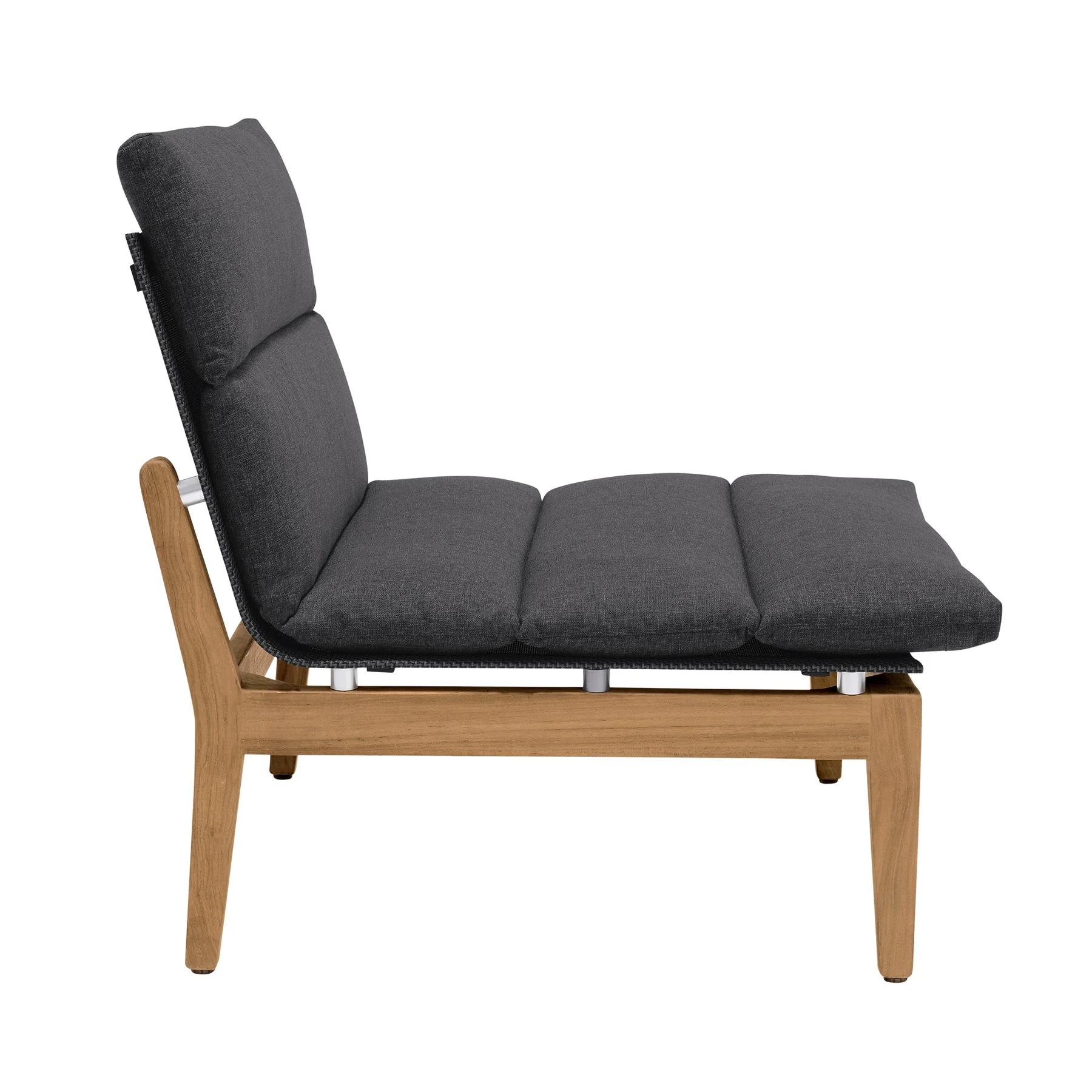 Arno Outdoor 8 Piece Teak Wood Seating Set in Charcoal Olefin - Image 3