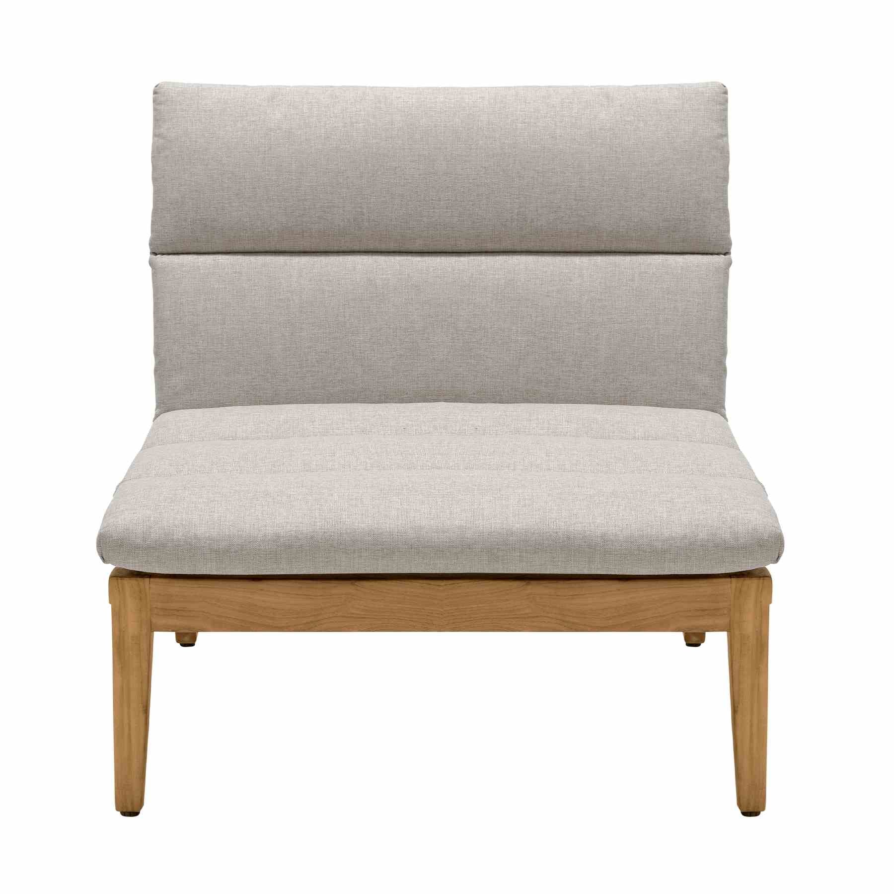 Arno Outdoor Modular Teak Wood Lounge Chair with Beige Olefin - Image 2