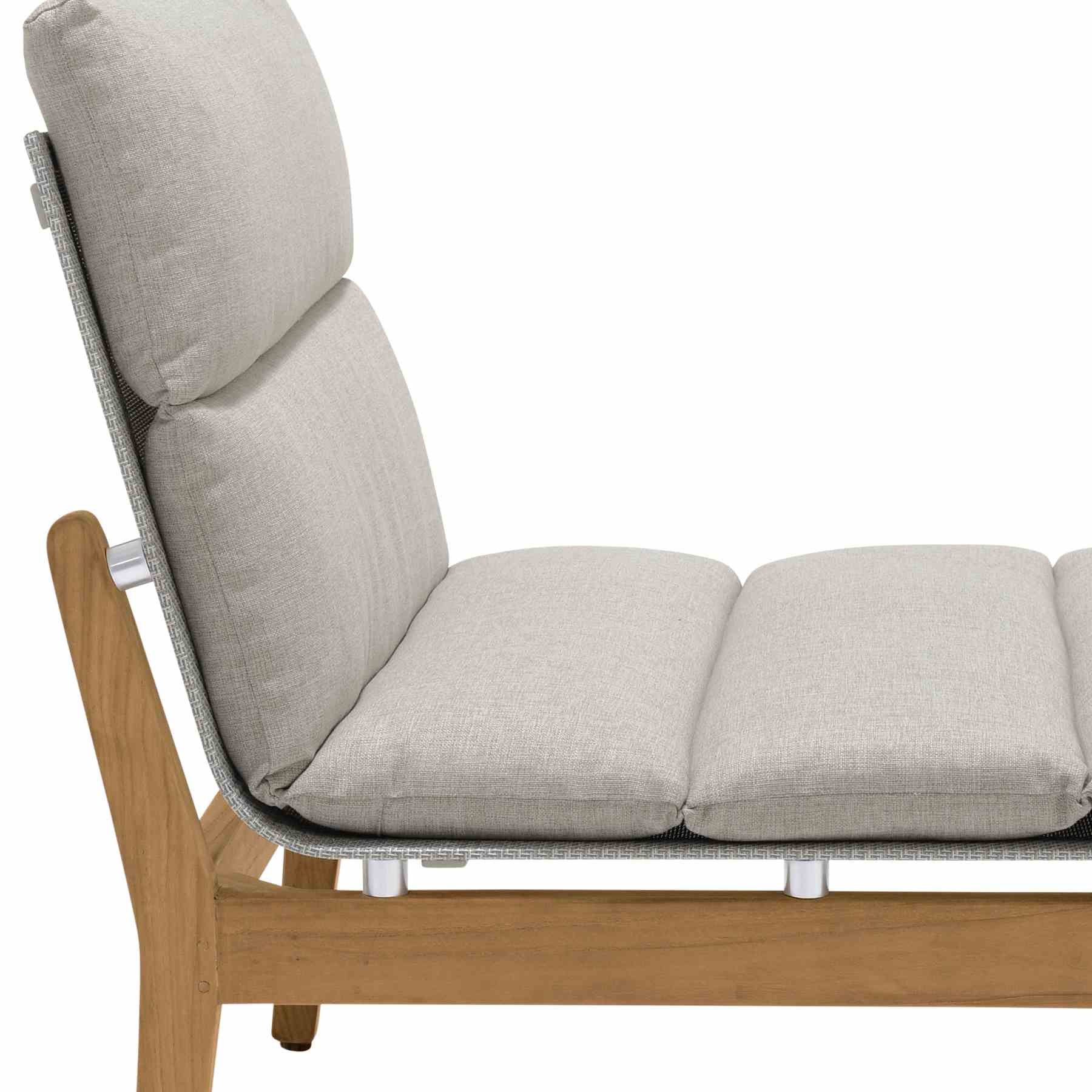 Arno Outdoor Modular Teak Wood Lounge Chair with Beige Olefin - Image 5