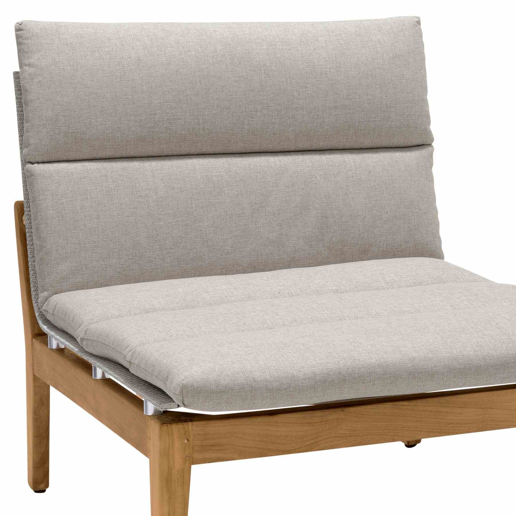 Arno Outdoor Modular Teak Wood Lounge Chair with Beige Olefin - Set of 2 - Image 4