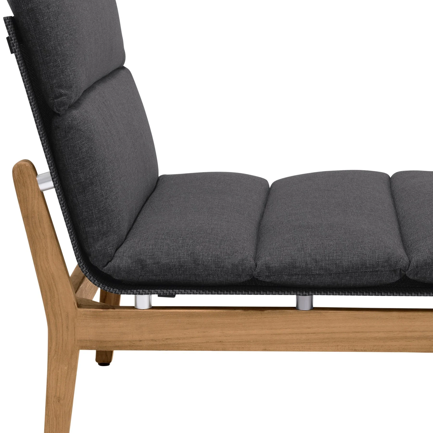 Arno Outdoor Modular Teak Wood Lounge Chair with Charcoal Olefin - Set of 2 - Image 5