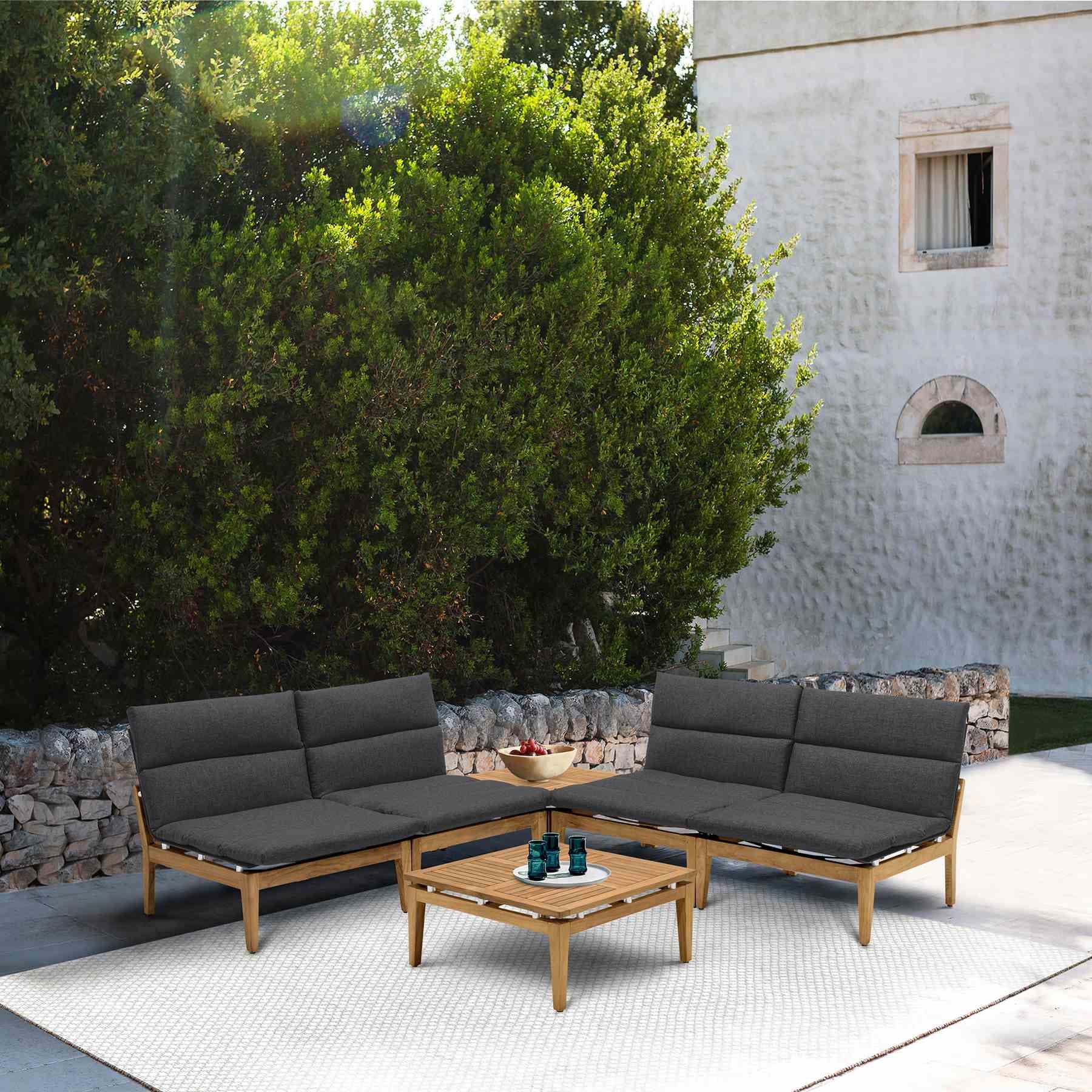 Arno Outdoor Square Teak Wood Coffee Table - Image 7