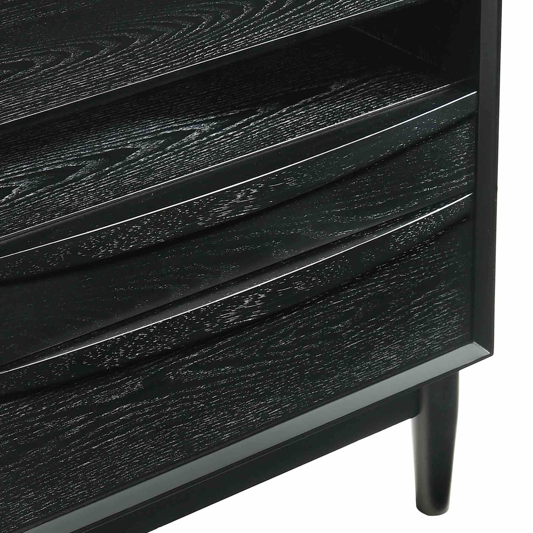 Artemio 2 Drawer Wood Nightstand with Shelf in Black Finish - Image 7